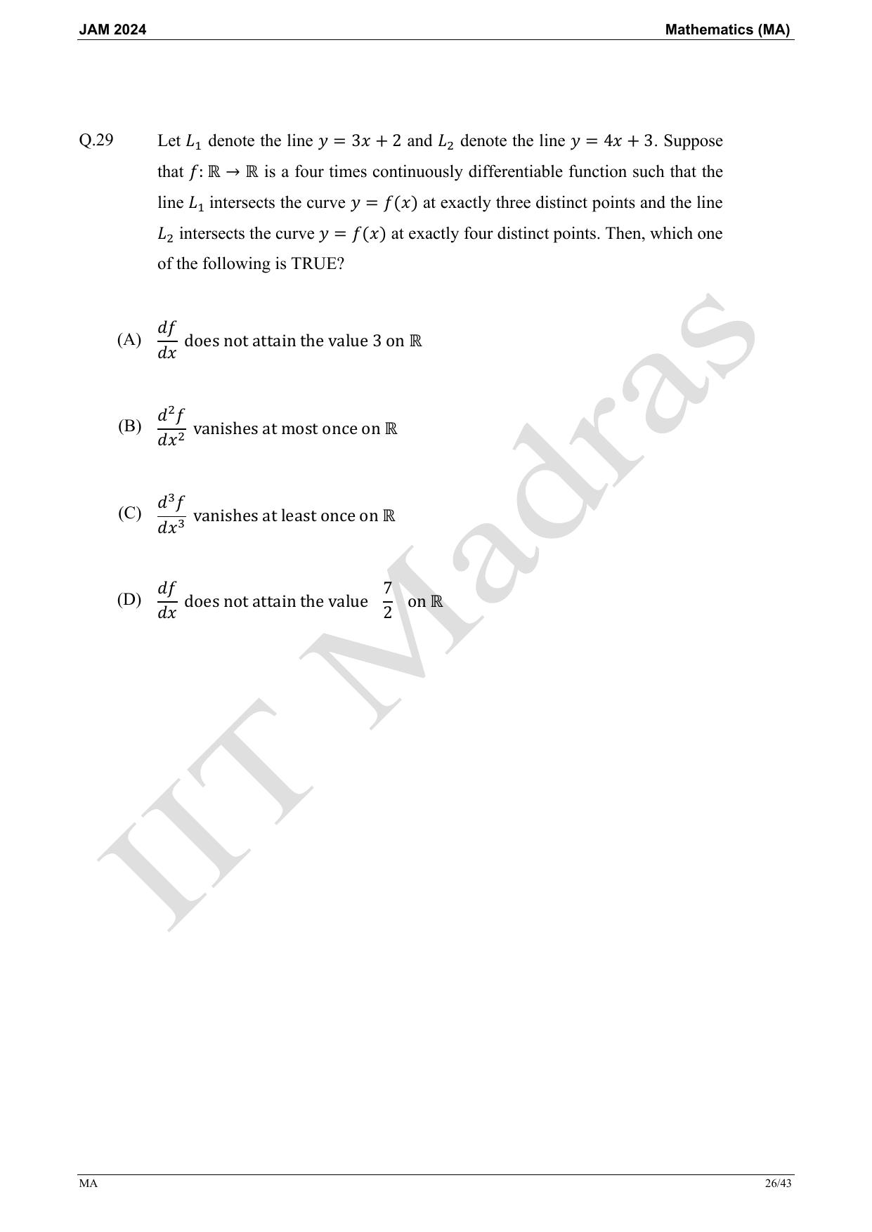 IIT JAM 2024 Mathematics (MA) Master Question Paper - Page 26