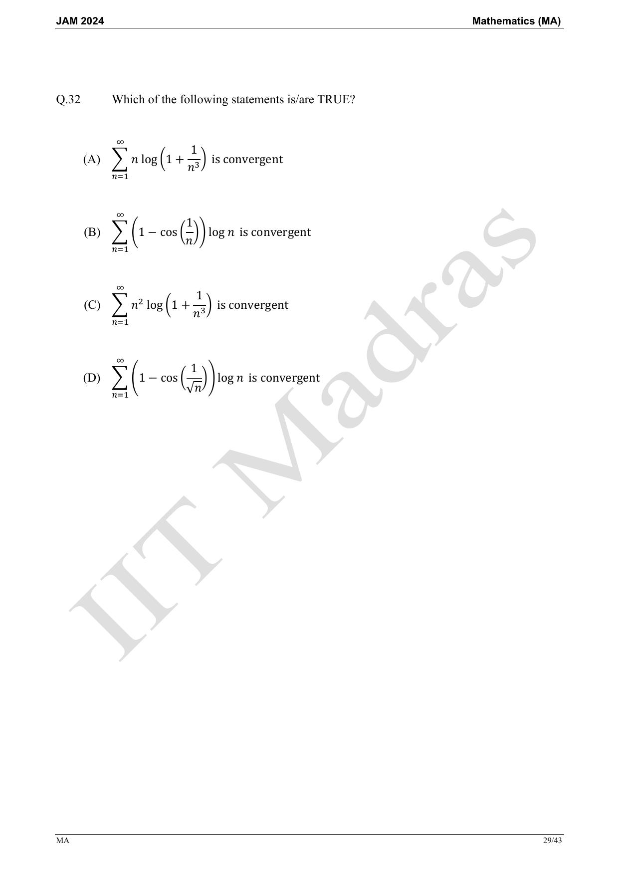IIT JAM 2024 Mathematics (MA) Master Question Paper - Page 29