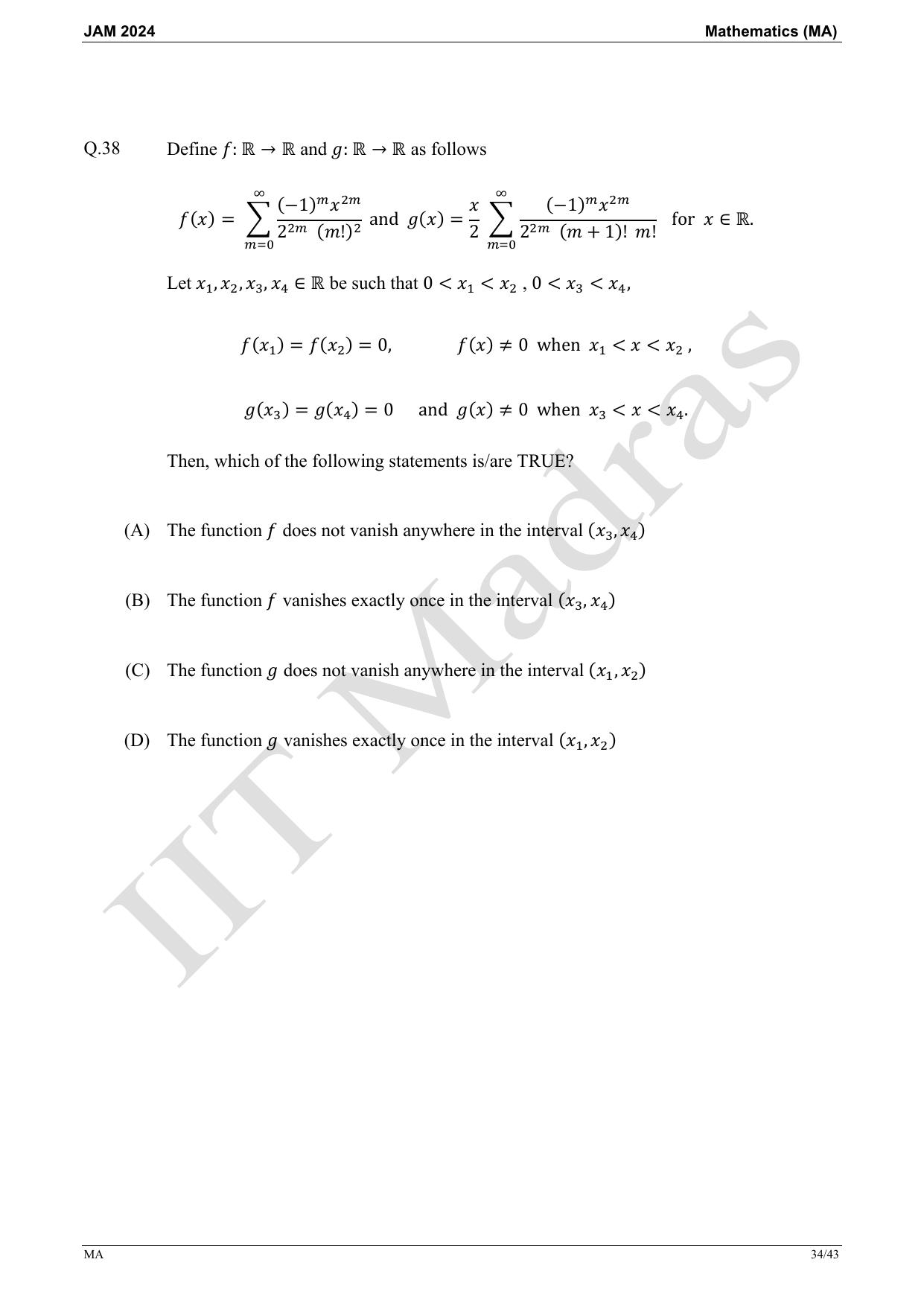 IIT JAM 2024 Mathematics (MA) Master Question Paper - Page 34