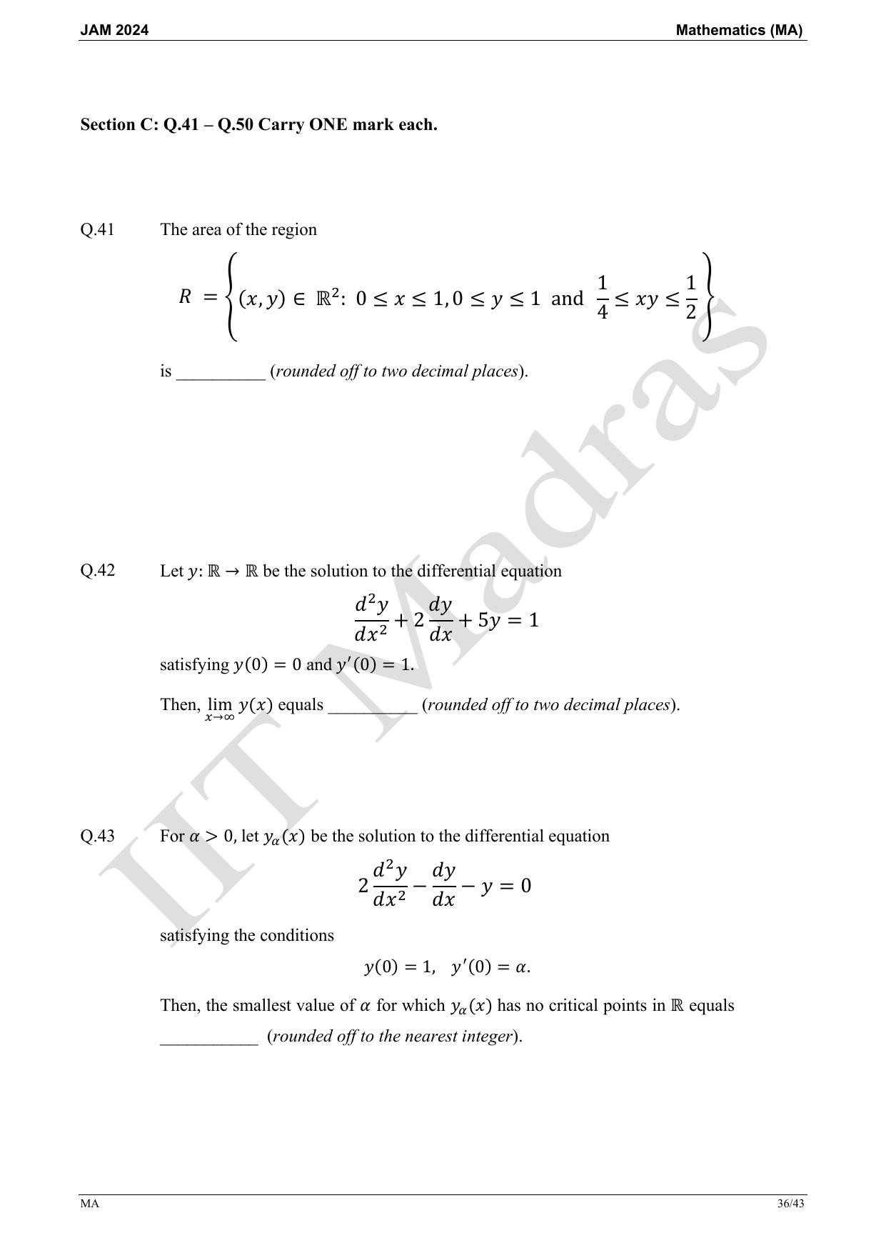 IIT JAM 2024 Mathematics (MA) Master Question Paper - Page 36