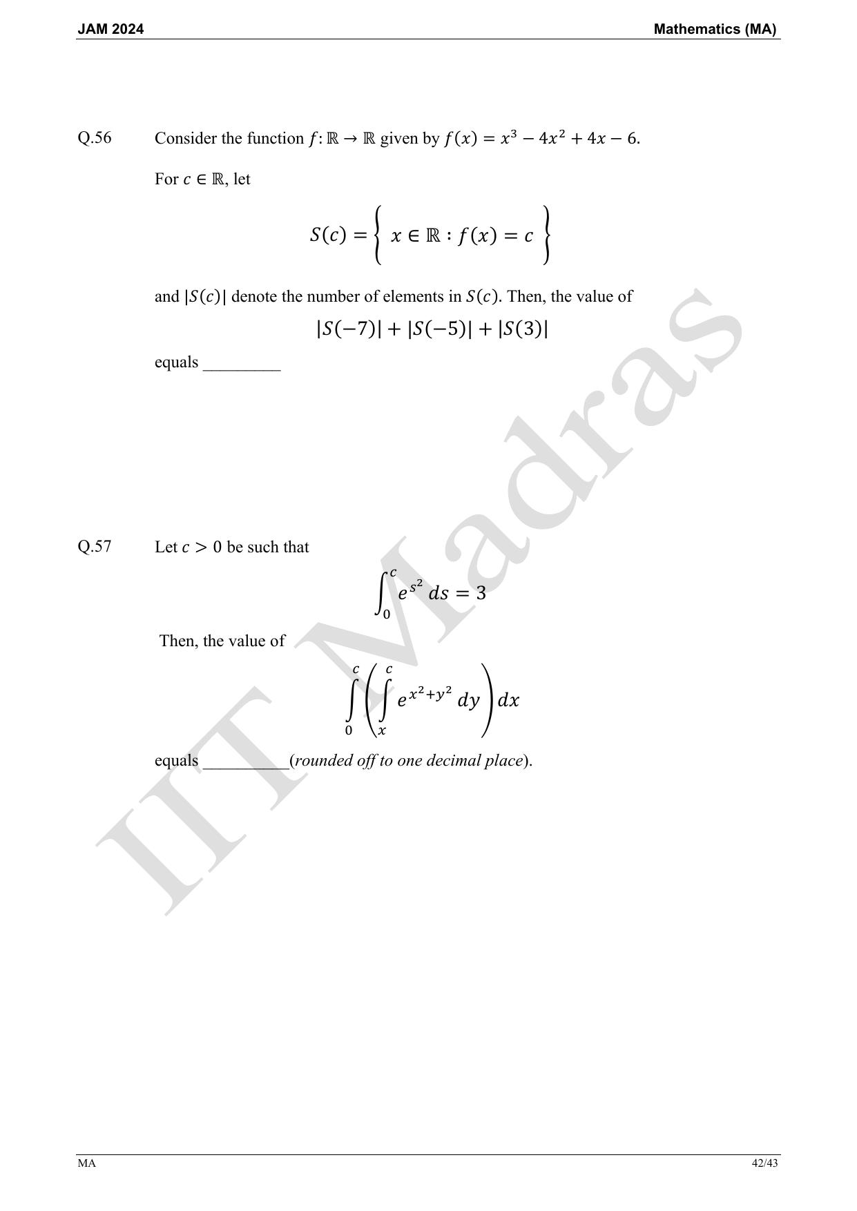 IIT JAM 2024 Mathematics (MA) Master Question Paper - Page 42