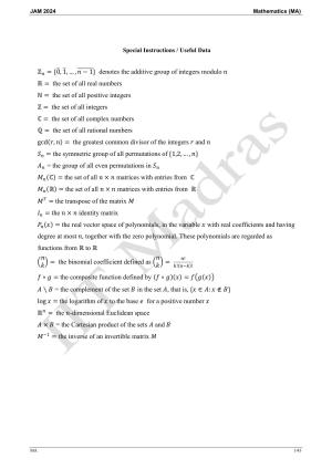 IIT JAM 2024 Mathematics (MA) Master Question Paper