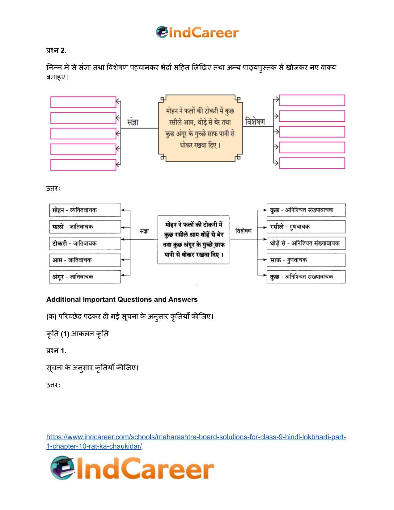 Maharashtra Board Solutions for Class 9- Hindi Lokbharti (Part 1): Chapter 10- रात का चौकीदार - Page 9