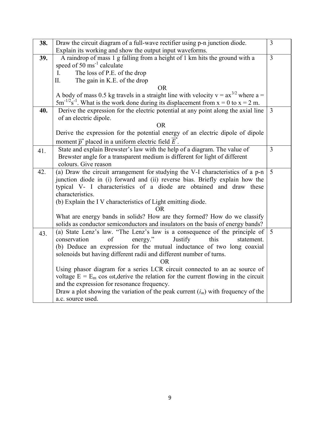 NIOS Class 12 Physics Sample Paper - Page 9