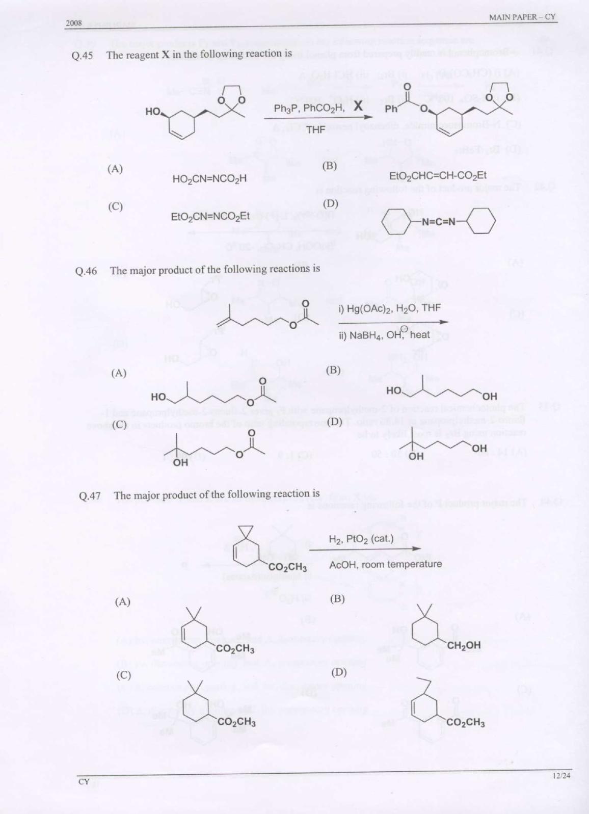 GATE 2008 Chemistry (CY) Question Paper with Answer Key - Page 12