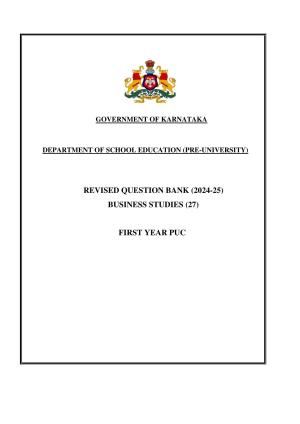Karnataka 1st PUC Question Bank 2025 - Business Studies English