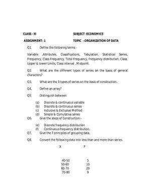 CBSE Worksheets for Class 11 Economics Assignment 1