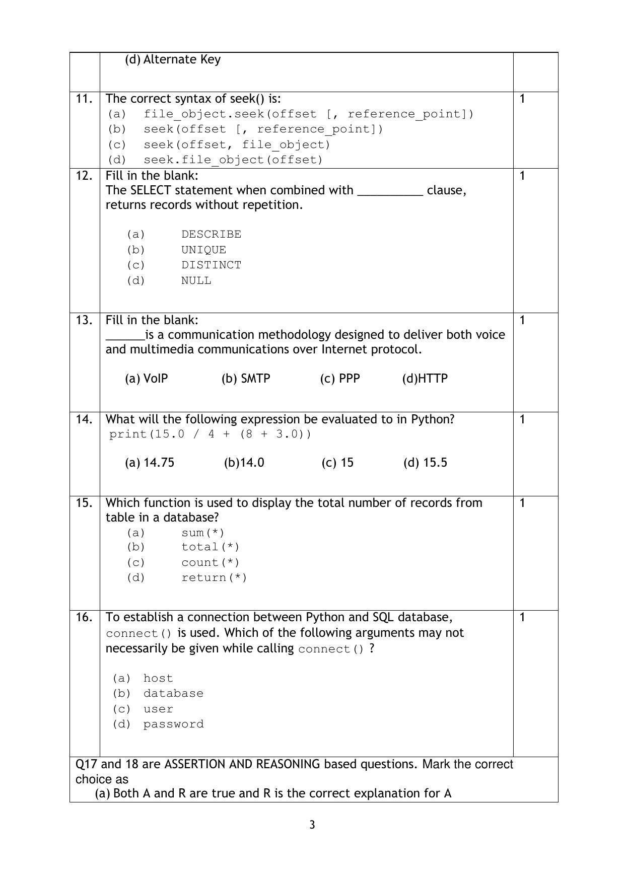 CBSE Class 12 Computer Science Sample Paper 2023 - Page 3
