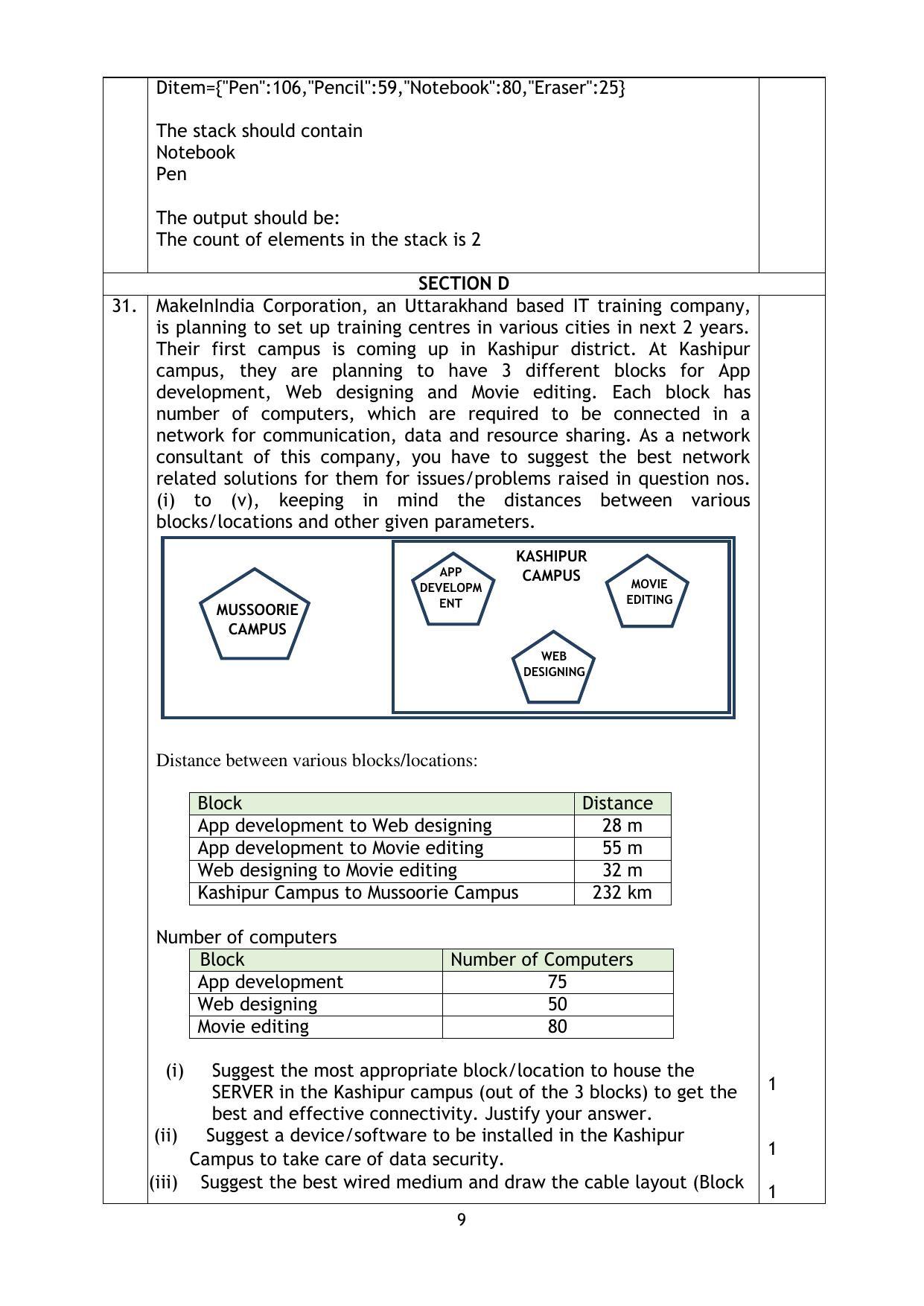 CBSE Class 12 Computer Science Sample Paper 2023 - Page 9