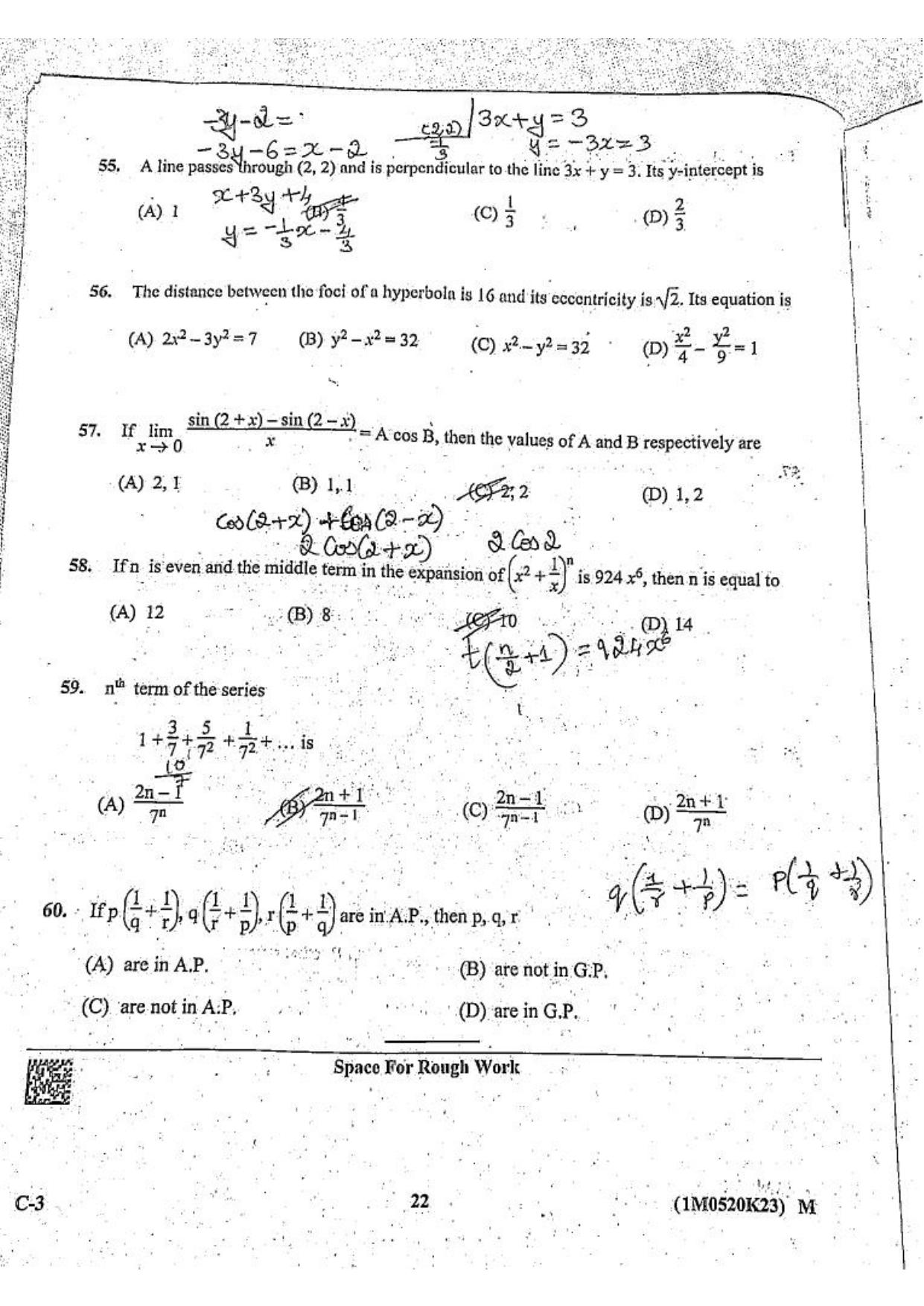 KCET 2023 Mathematics Set C-3 Question Paper - Page 10