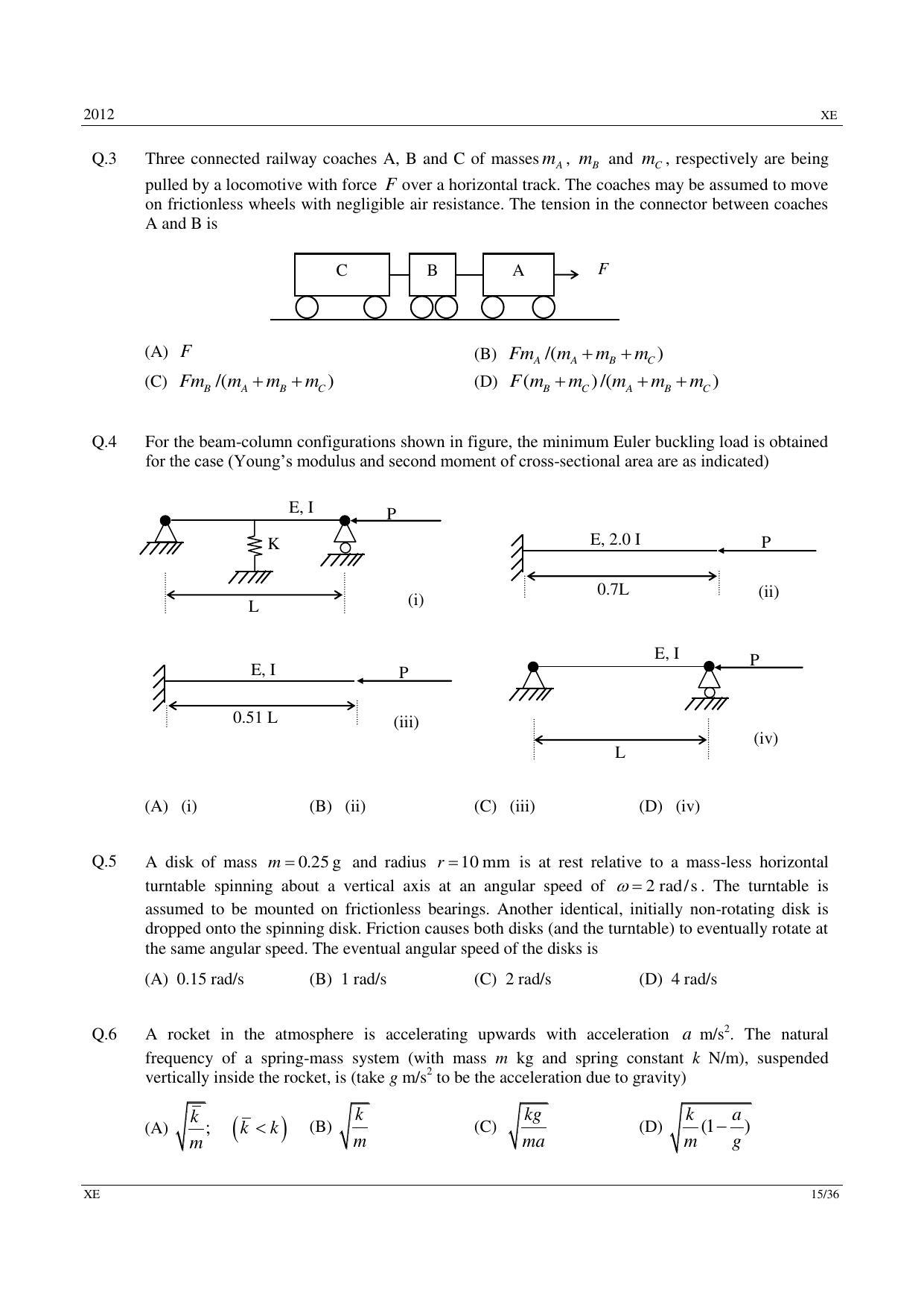 GATE 2012 Engineering Sciences (XE) Question Paper with Answer Key - Page 15