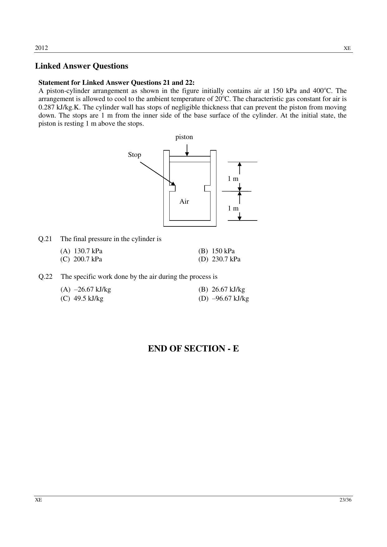 GATE 2012 Engineering Sciences (XE) Question Paper with Answer Key - Page 23