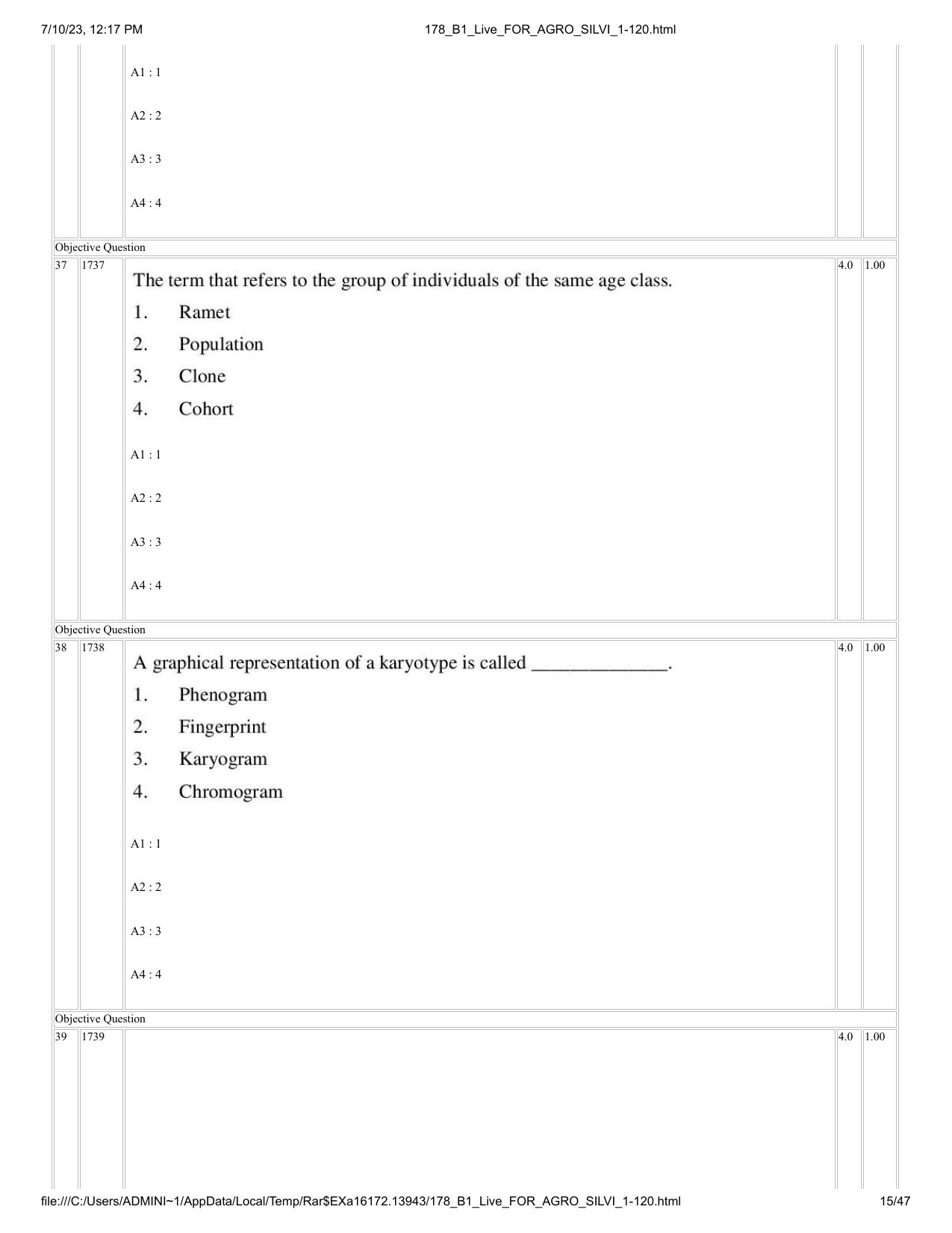 ICAR AIEEA PG 2023 FORESTRY AGROFORESTRY SILVICULTURE Question Paper - Page 15