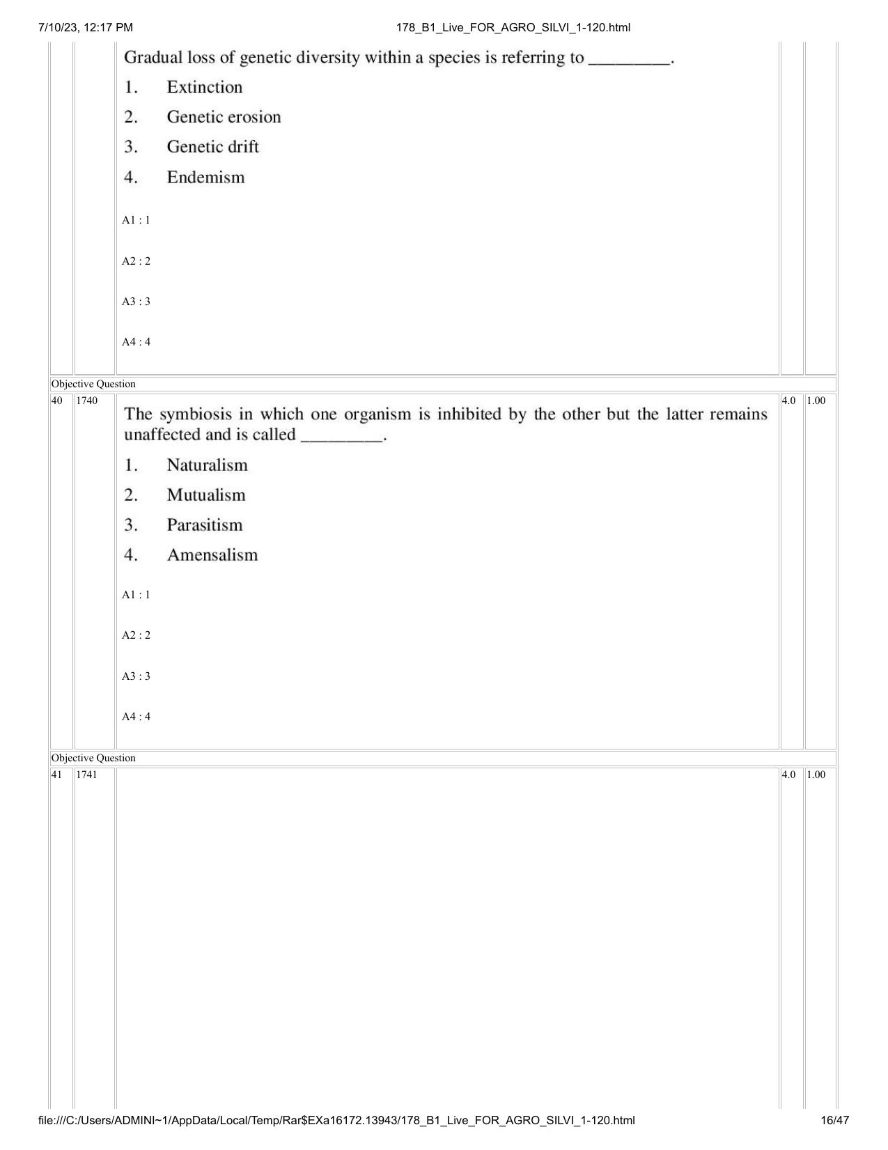 ICAR AIEEA PG 2023 FORESTRY AGROFORESTRY SILVICULTURE Question Paper - Page 16