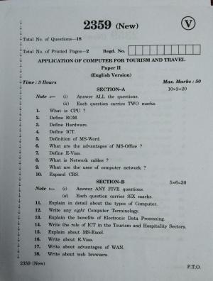 AP Inter 2nd Year Application of Computer for Tourism and Travel-II (new) March-2020-Vocational Question Pape