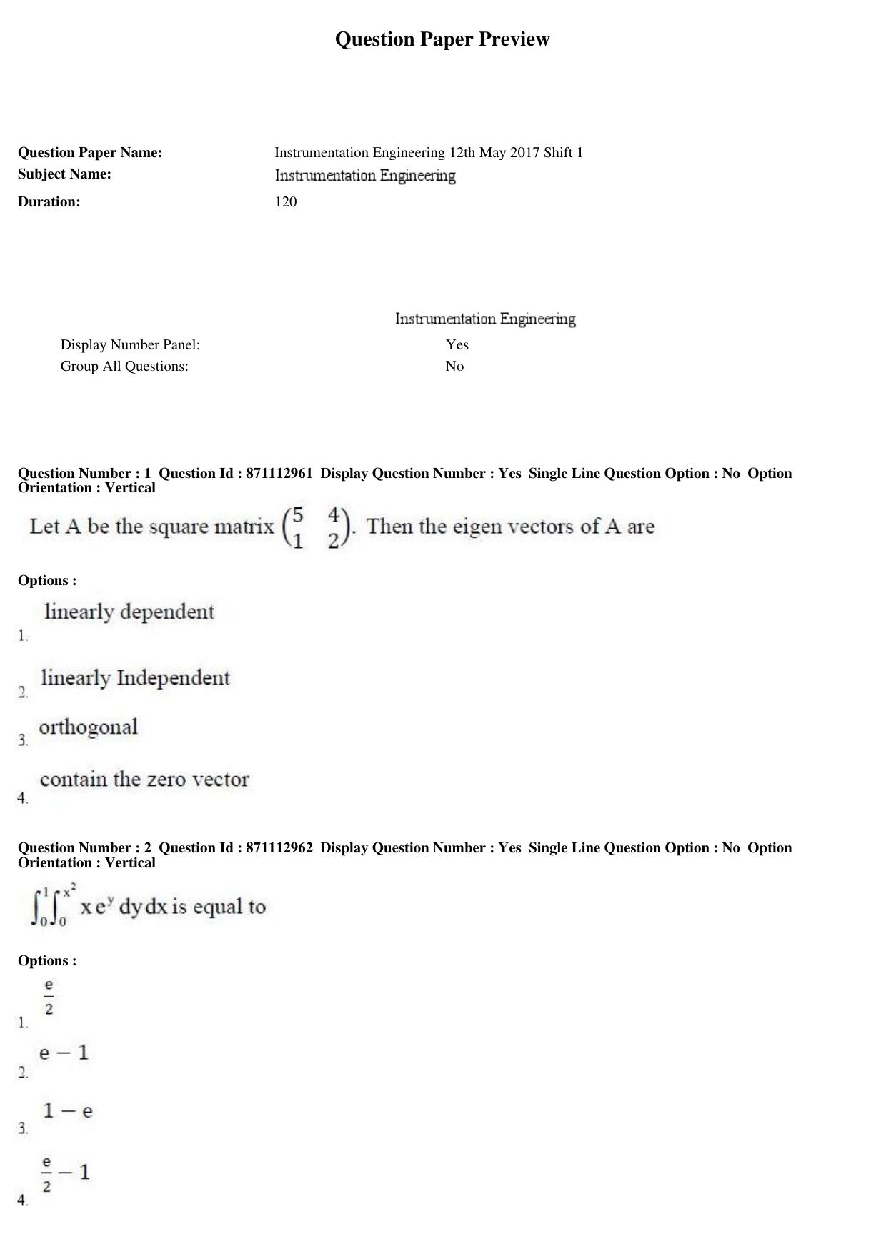 TS PGECET 2017: INSTRUMENTATION ENGINEERING Question Papers - Page 1