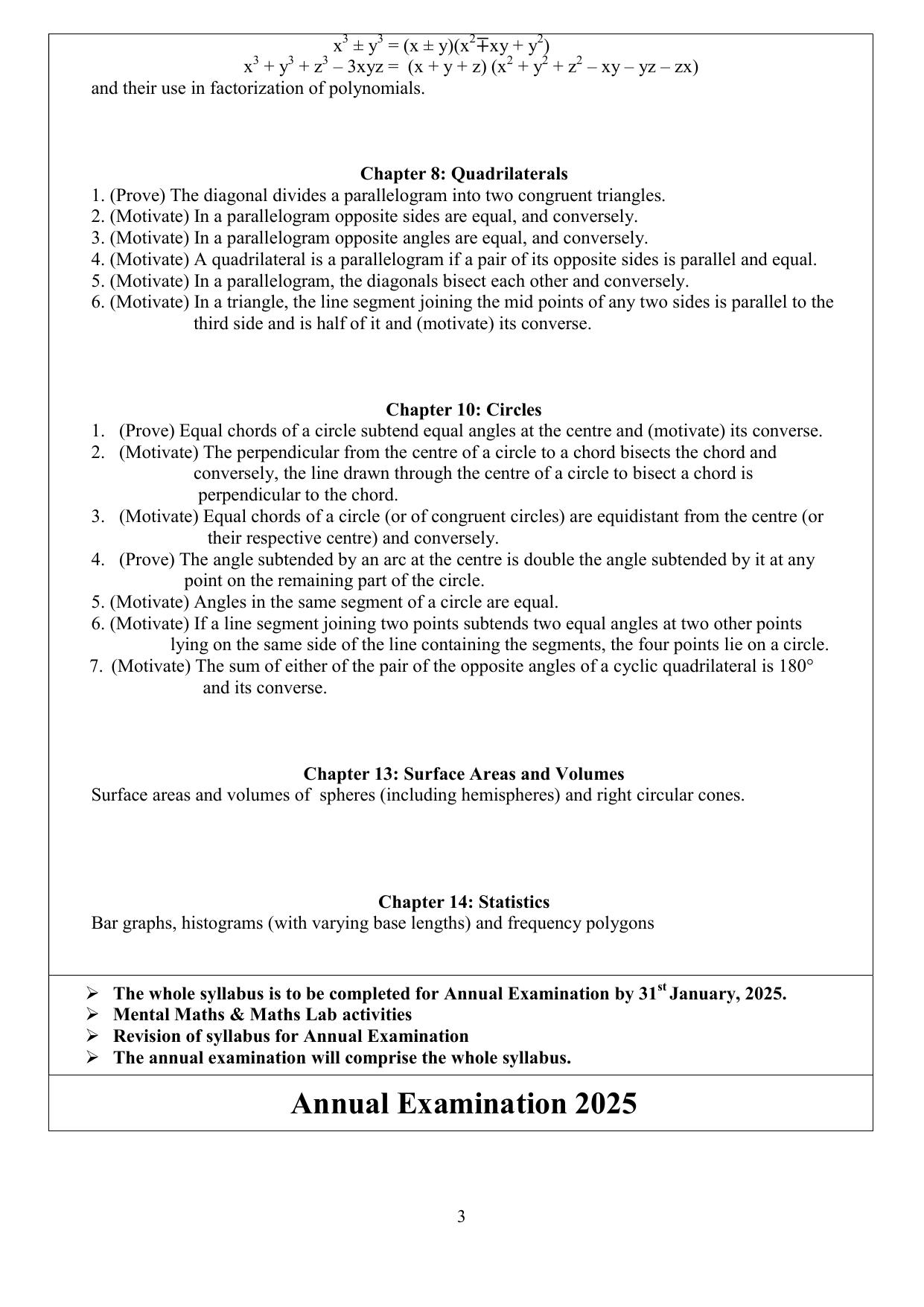 Edudel Class 9 Mathematics (English Medium) Syllabus 2025 - Page 3