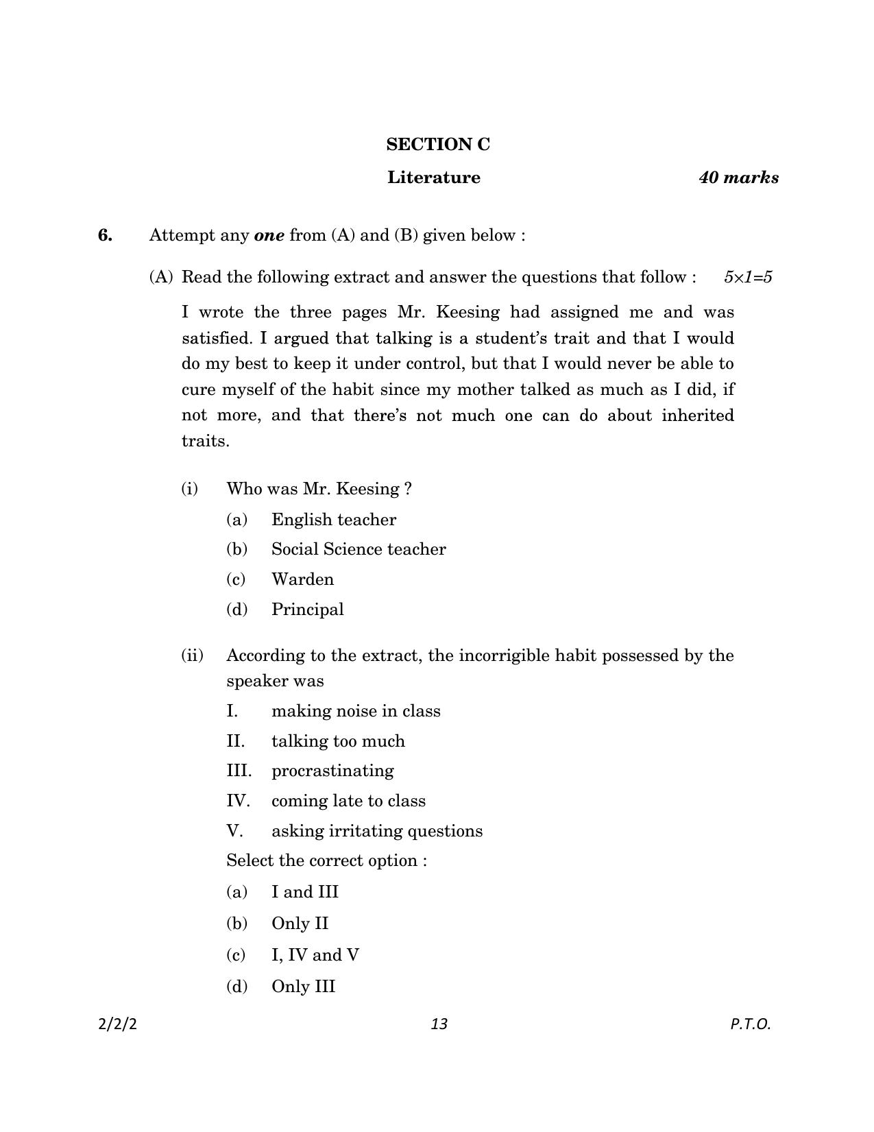 CBSE Class 10 2-2-2_English Language And Literature 2023 Question Paper - Page 13