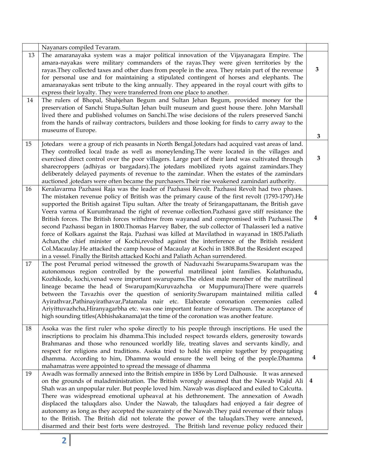 Kerala Plus Two 2020 History Model Answer Key - Page 2