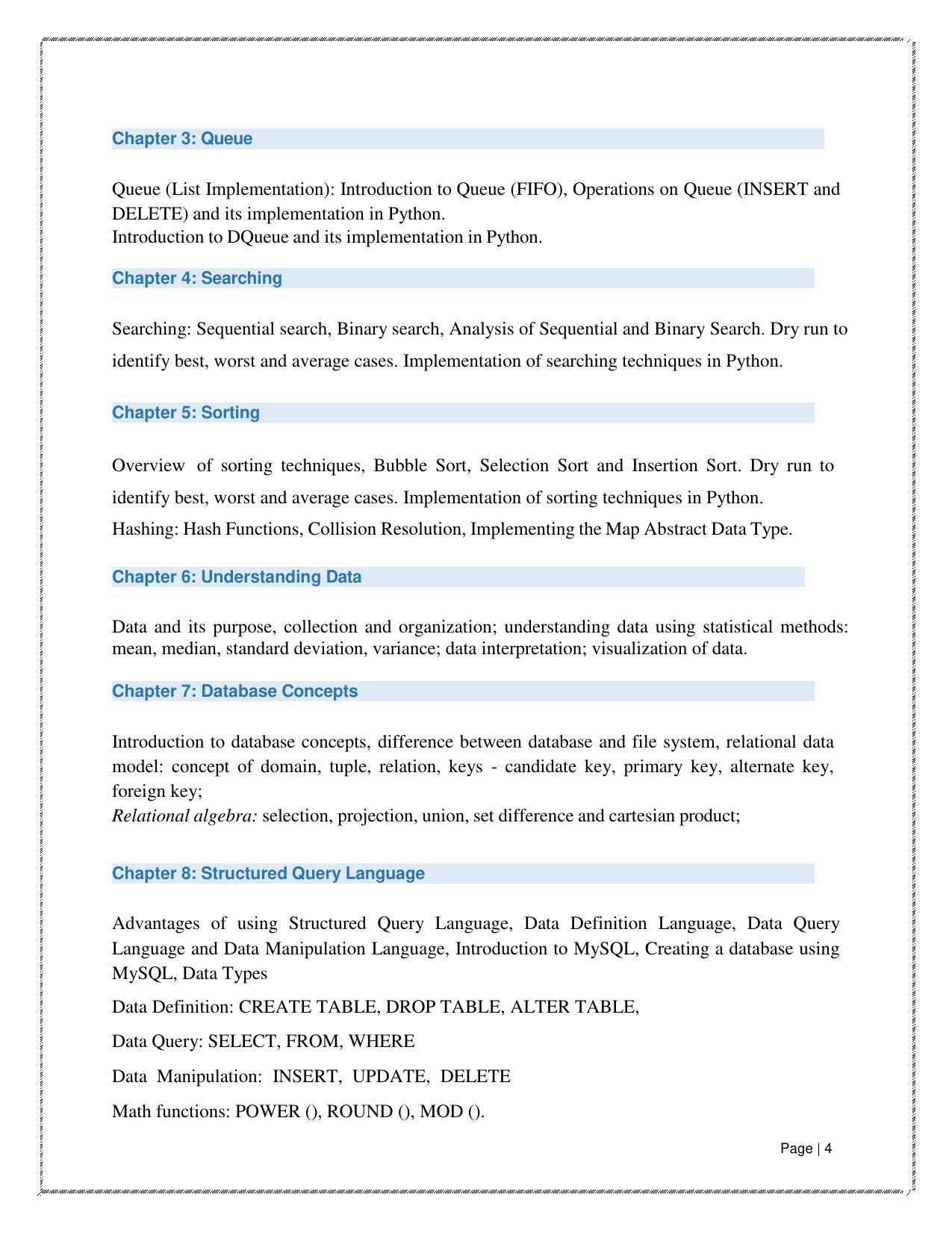 CUET Syllabus for Computer Science (English) - Page 4