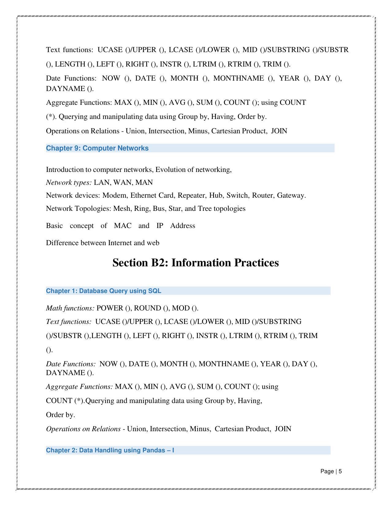 CUET Syllabus for Computer Science (English) - Page 5