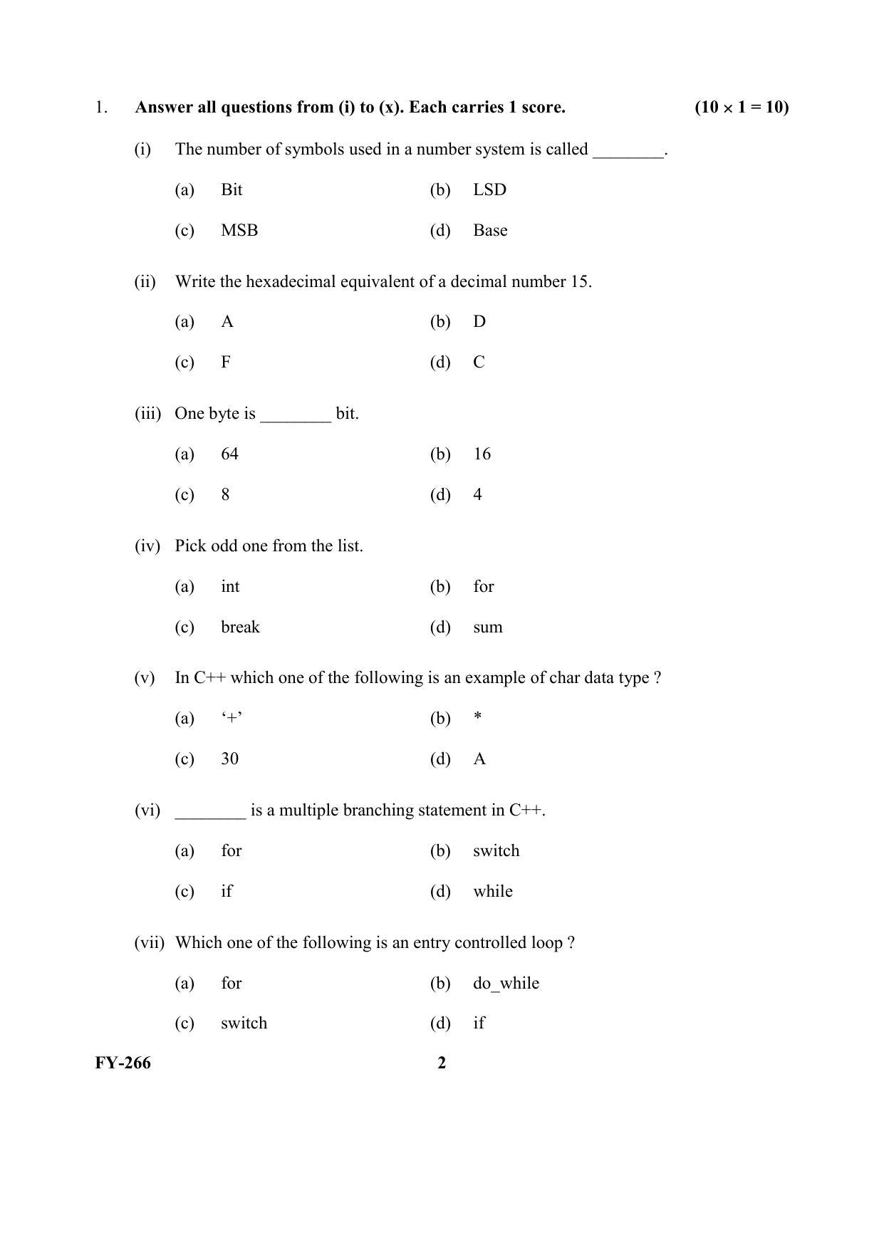 Kerala Plus One (Class 11th) Computer Science (Hearing Impaired) Question Paper 2021 - Page 2