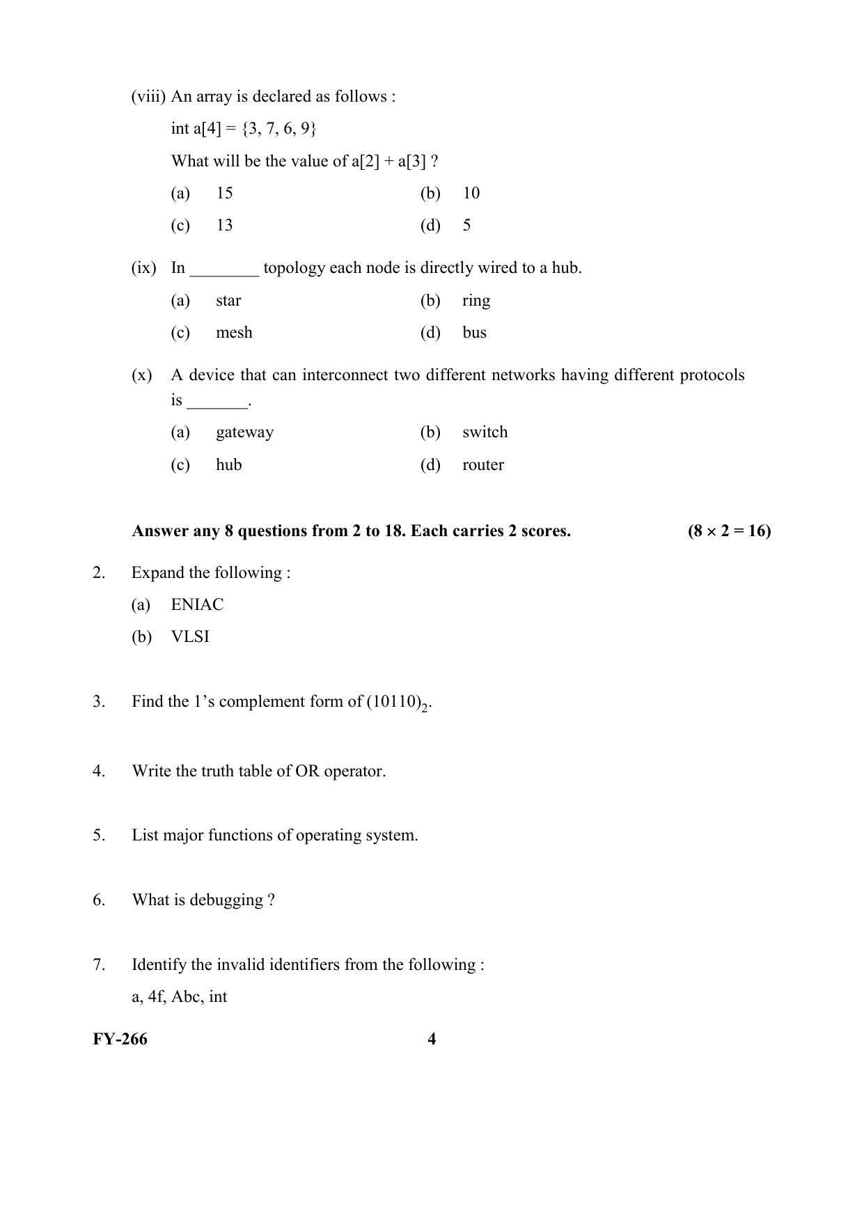 Kerala Plus One (Class 11th) Computer Science (Hearing Impaired) Question Paper 2021 - Page 4