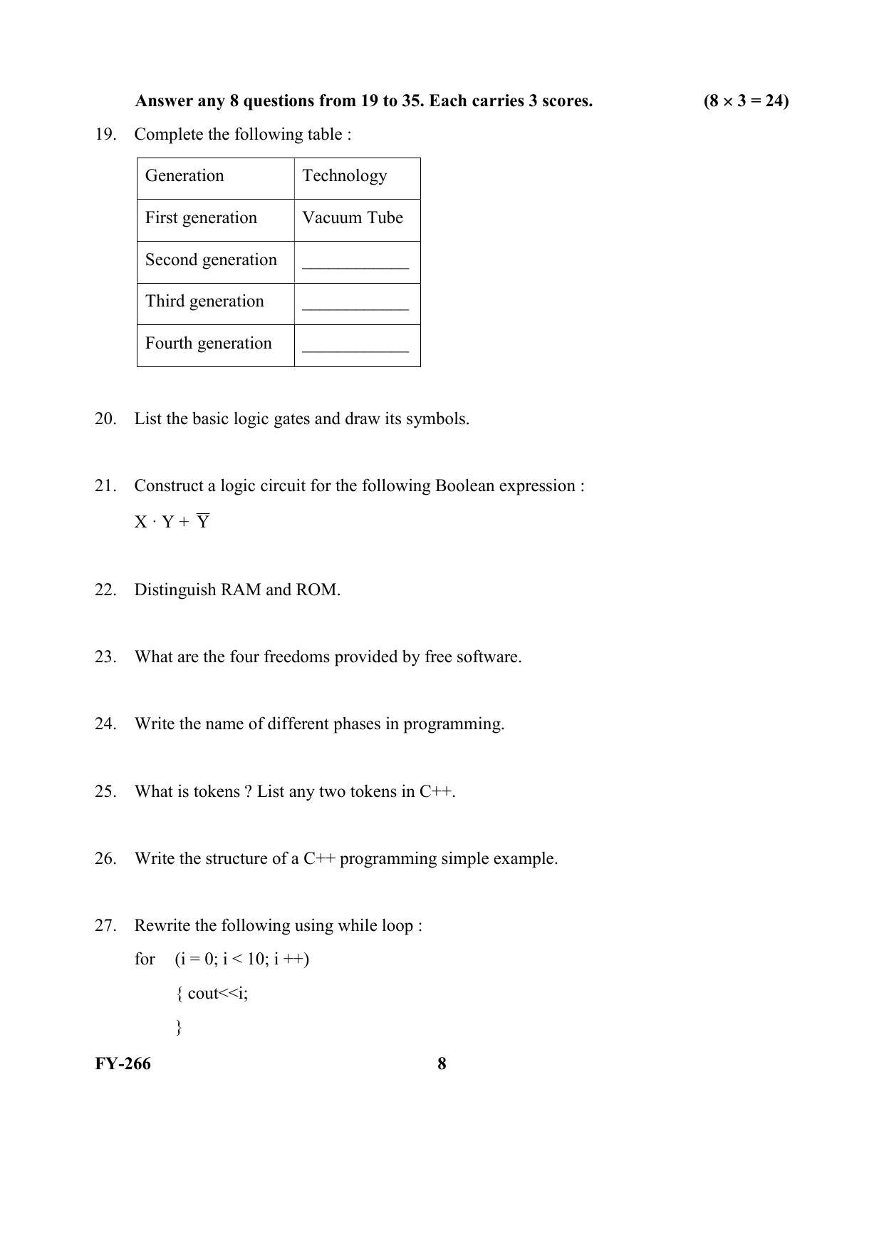 Kerala Plus One (Class 11th) Computer Science (Hearing Impaired) Question Paper 2021 - Page 8