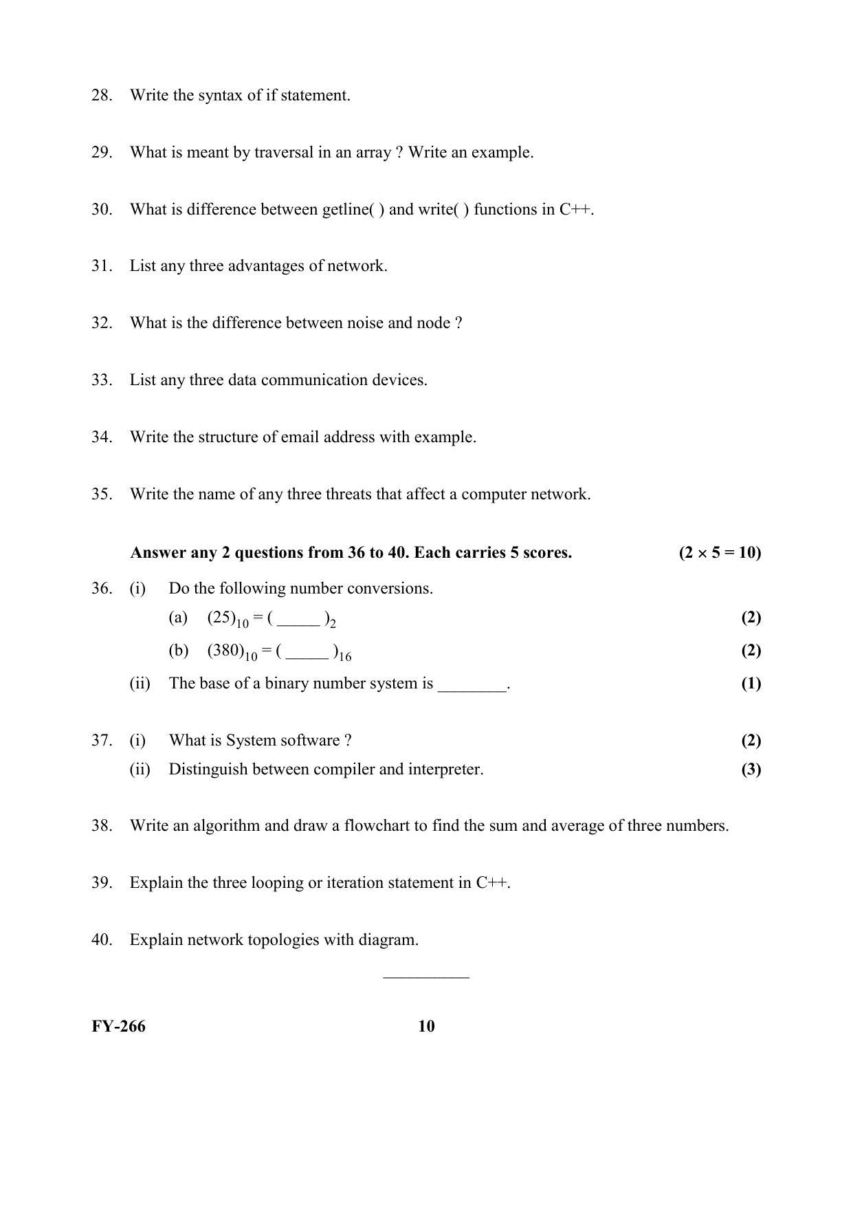 Kerala Plus One (Class 11th) Computer Science (Hearing Impaired) Question Paper 2021 - Page 10