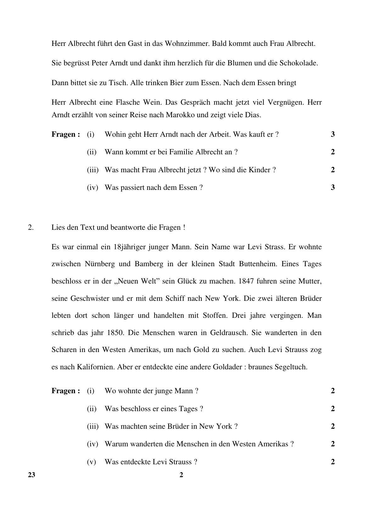 CBSE Class 10 23 (German) 2018 Question Paper - Page 2