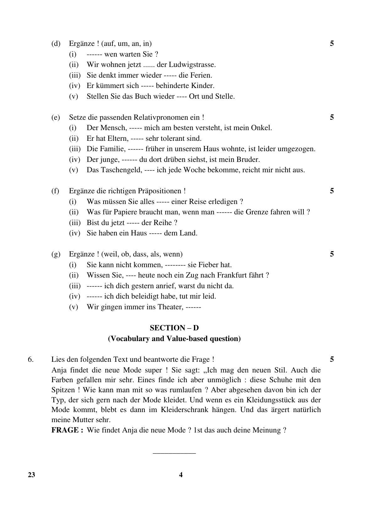 CBSE Class 10 23 (German) 2018 Question Paper - Page 4