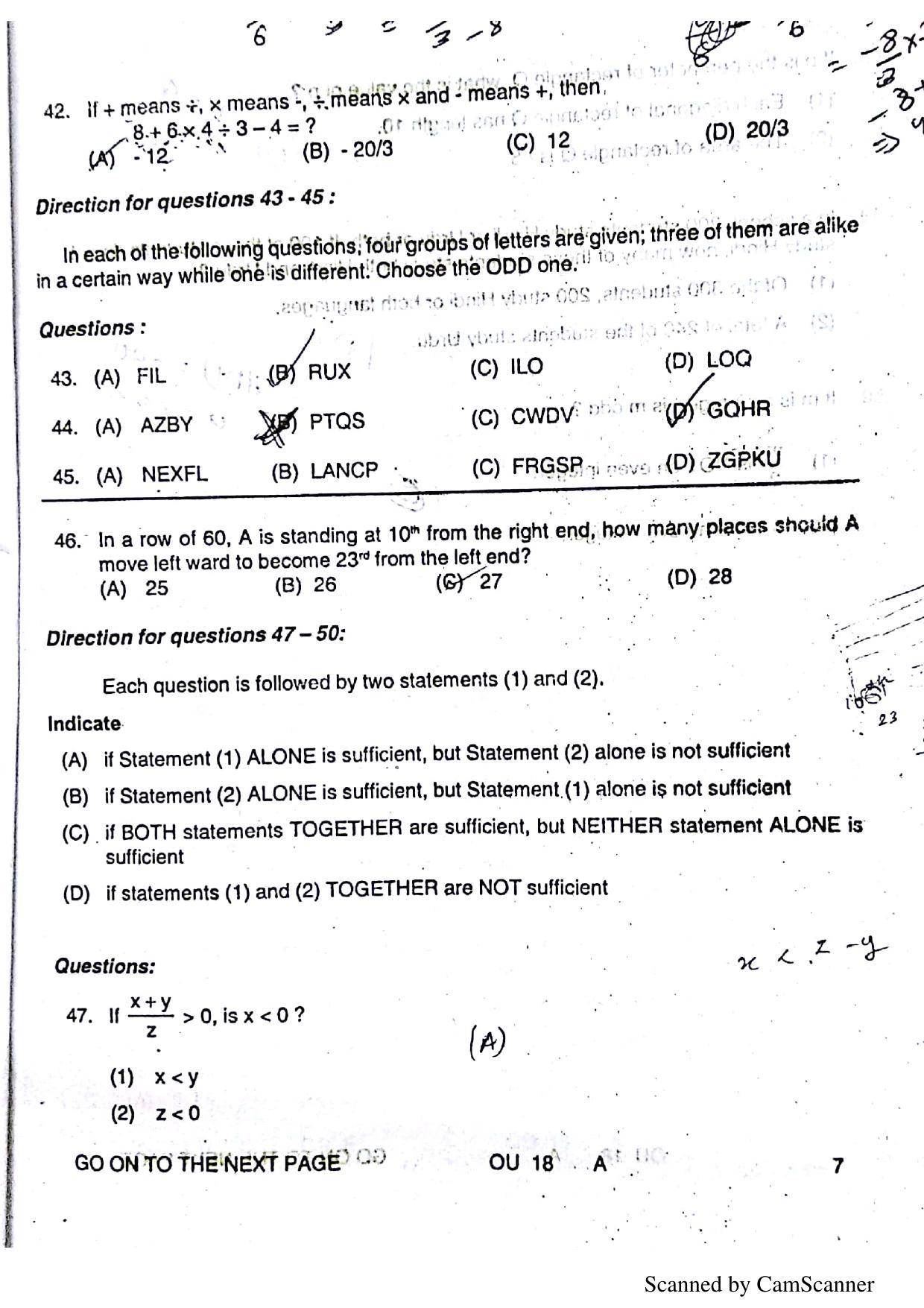 OUAT 2018 Question Paper - Page 8