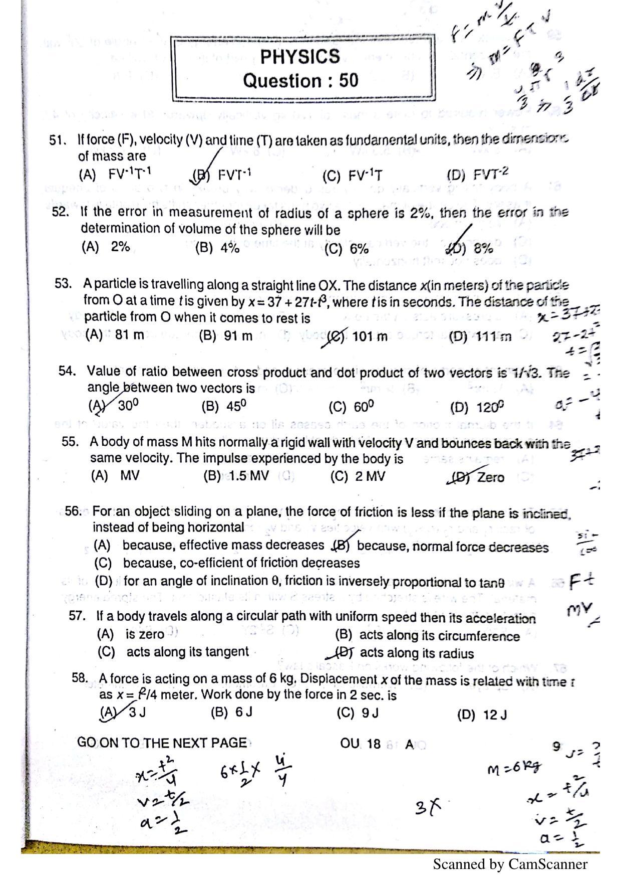 OUAT 2018 Question Paper - Page 10