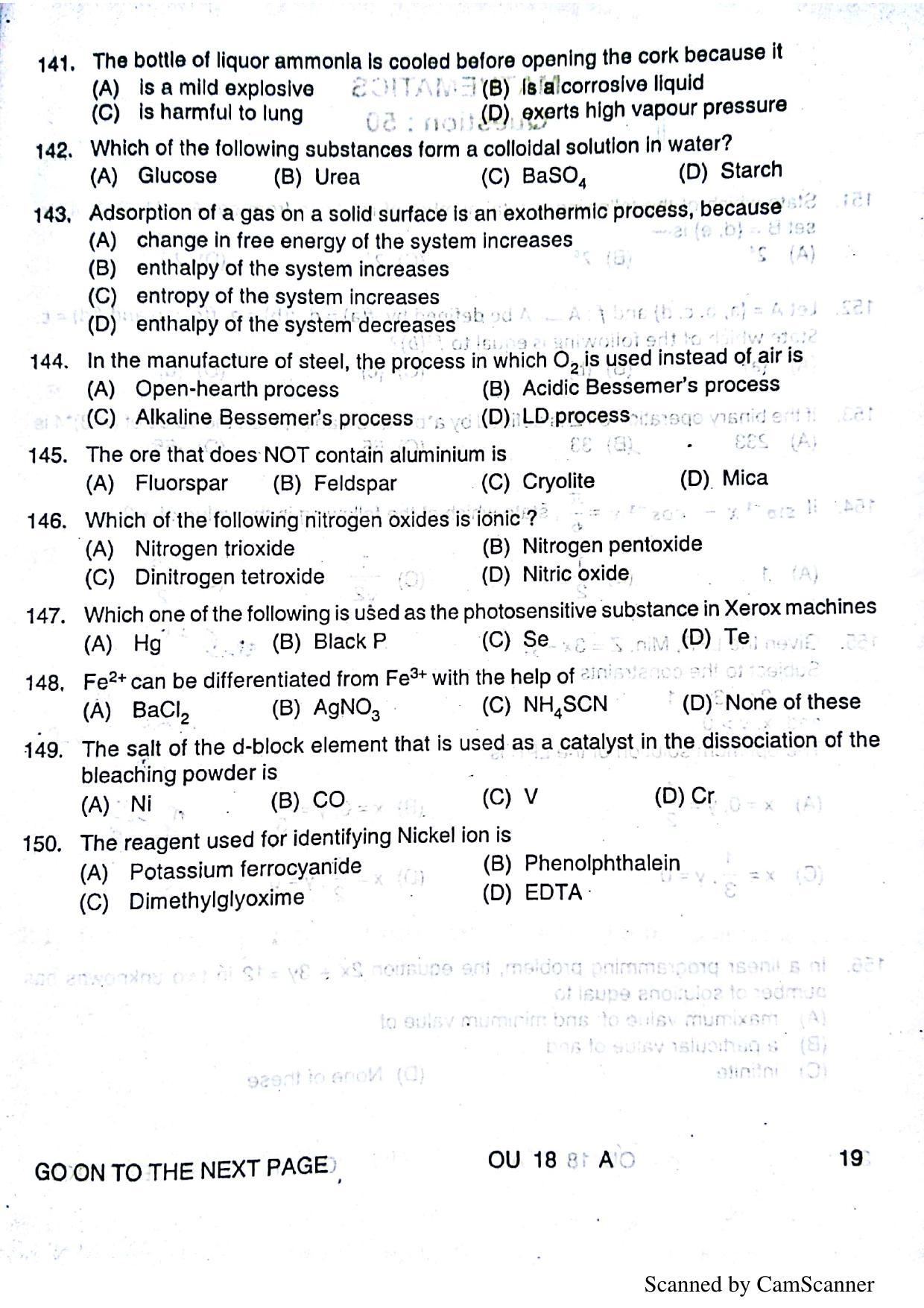 OUAT 2018 Question Paper - Page 20