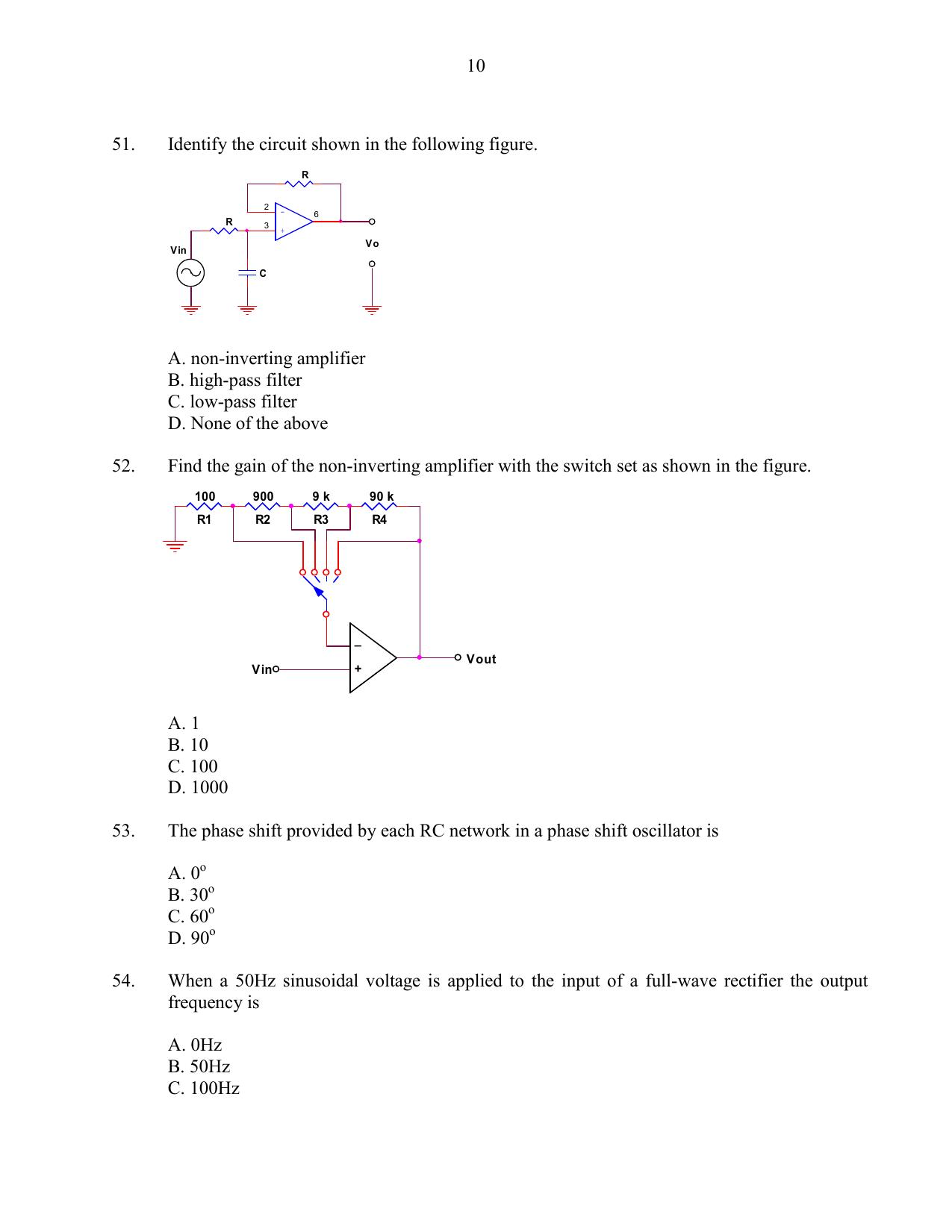 CUSAT CAT 2016 Instrumentation Question Paper - Page 10