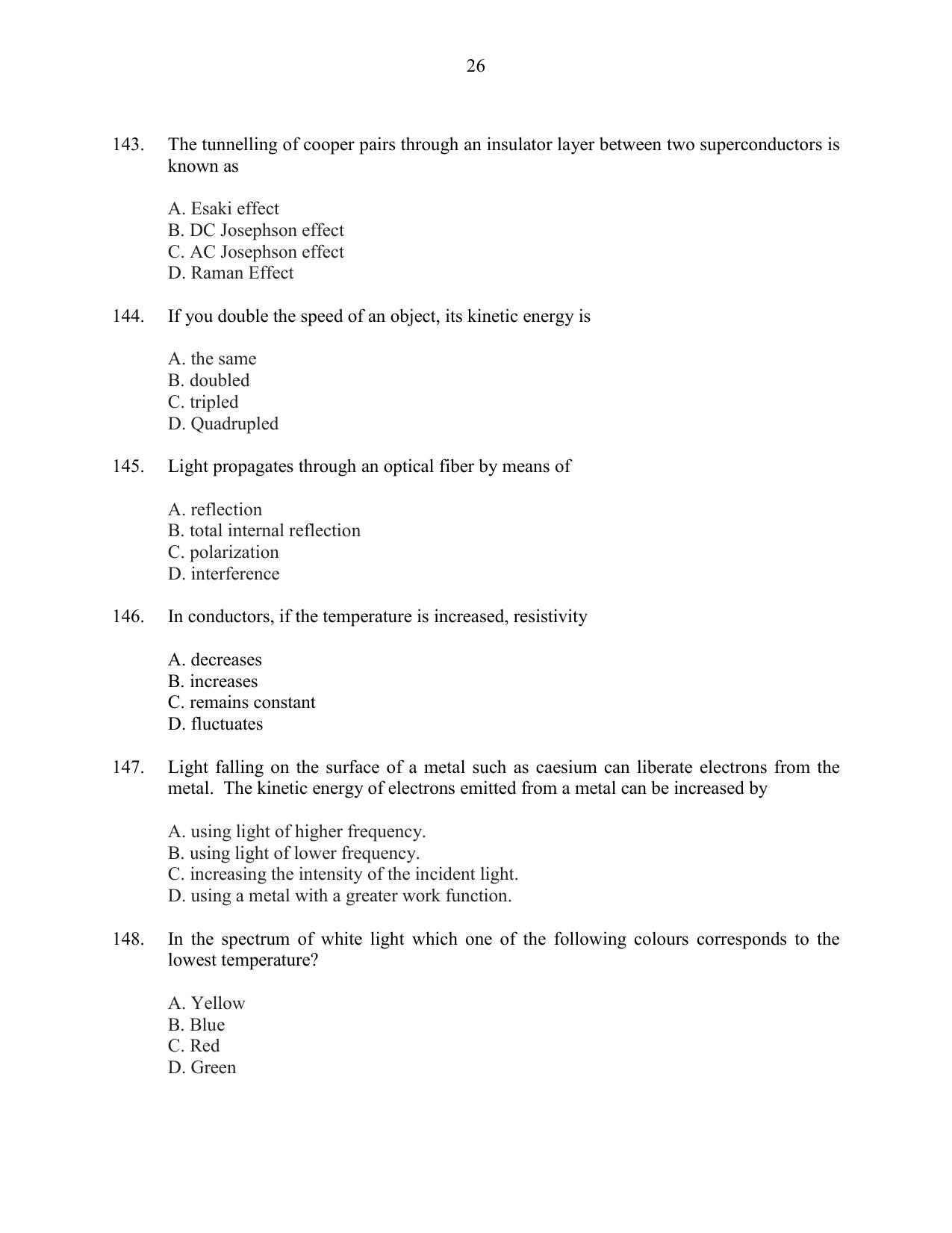 CUSAT CAT 2016 Instrumentation Question Paper - Page 26