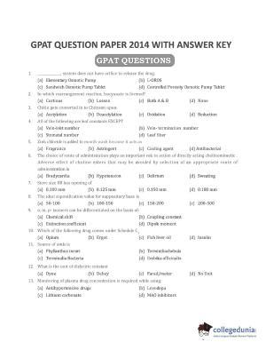 GPAT 2014 Question Paper  