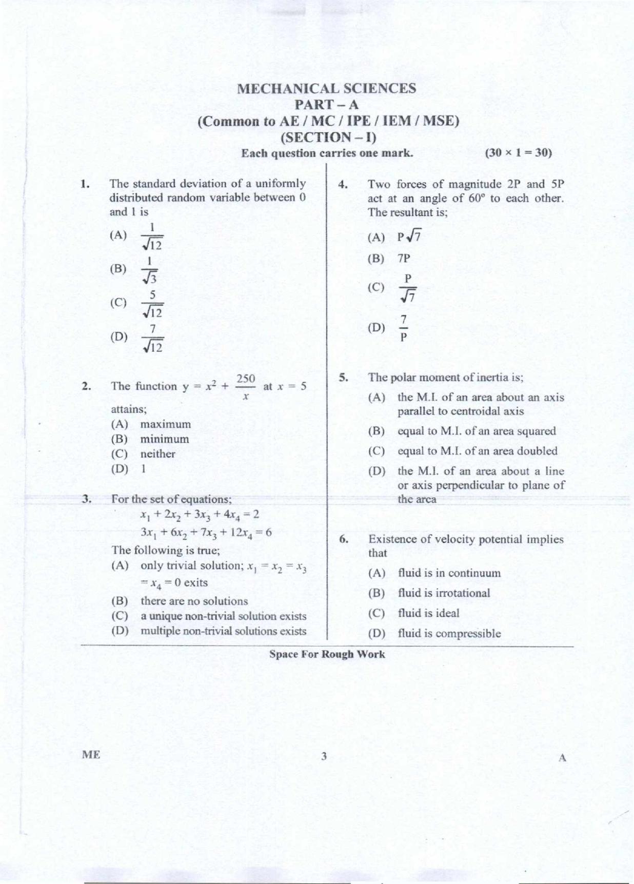 Karnataka PGCET 2018 Mechanical Sciences Question Paper - Page 3