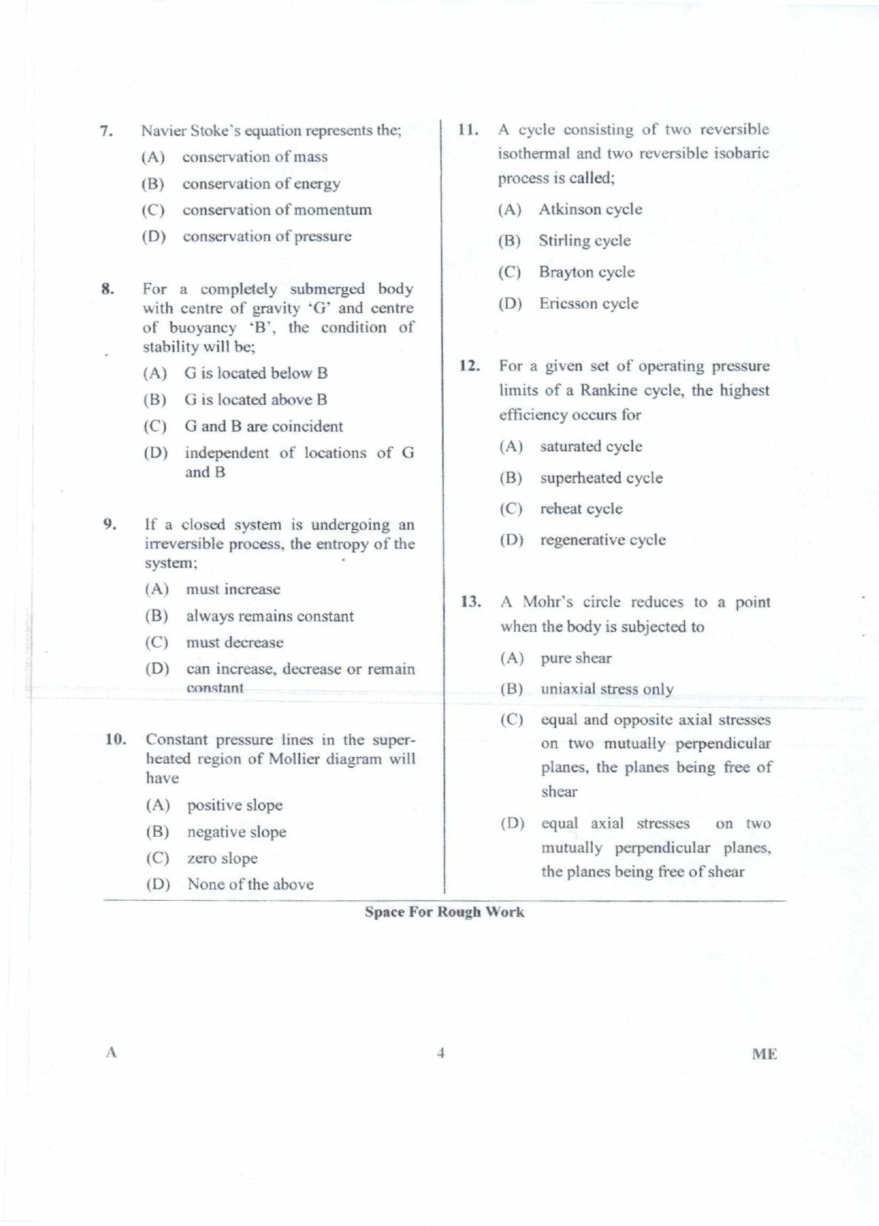 Karnataka PGCET 2018 Mechanical Sciences Question Paper - Page 4