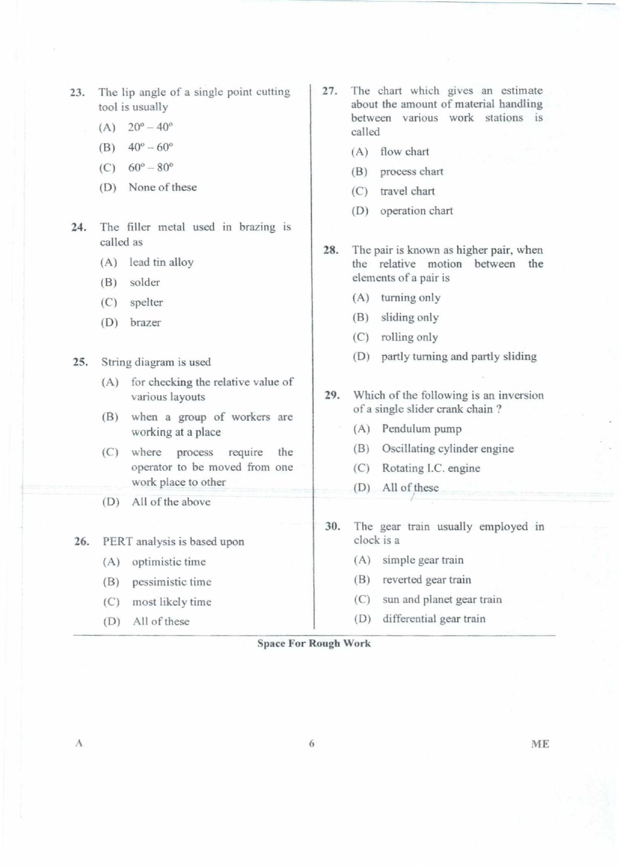 Karnataka PGCET 2018 Mechanical Sciences Question Paper - Page 6