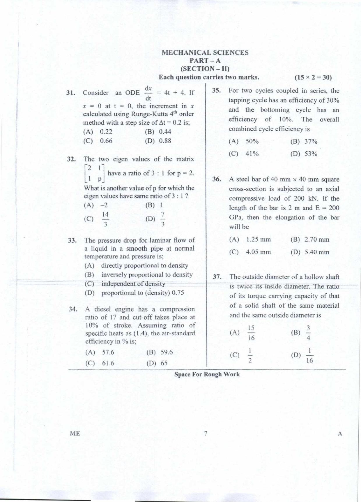 Karnataka PGCET 2018 Mechanical Sciences Question Paper - Page 7