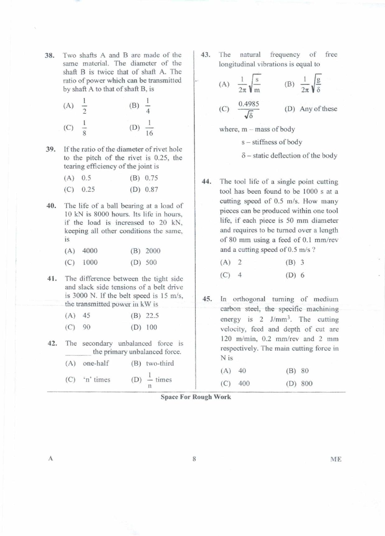 Karnataka PGCET 2018 Mechanical Sciences Question Paper - Page 8