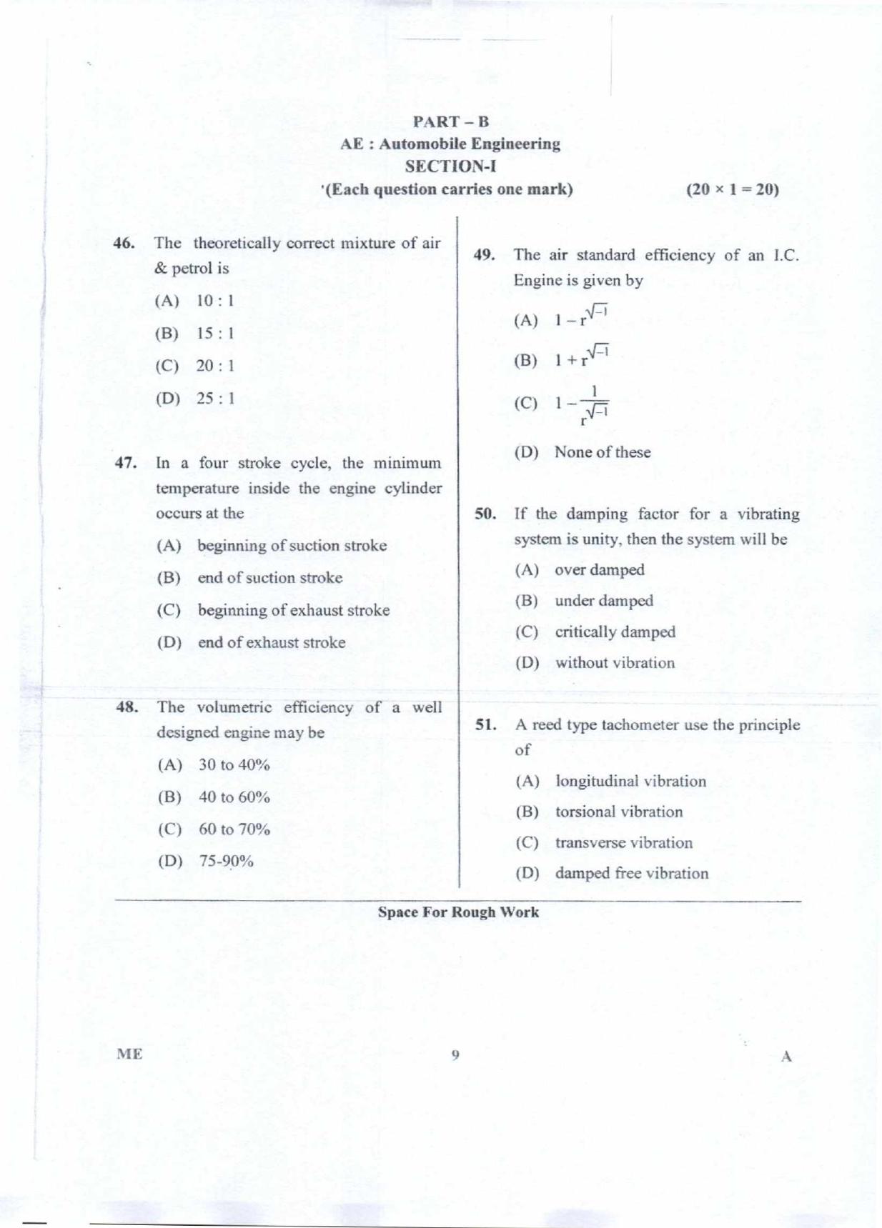Karnataka PGCET 2018 Mechanical Sciences Question Paper - Page 9