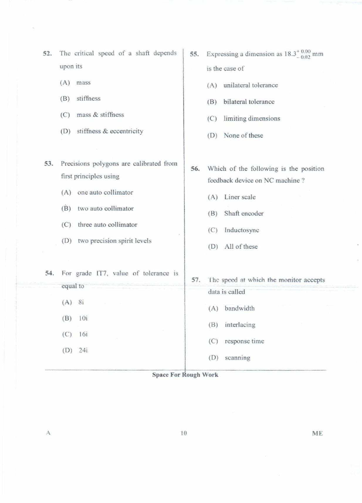 Karnataka PGCET 2018 Mechanical Sciences Question Paper - Page 10