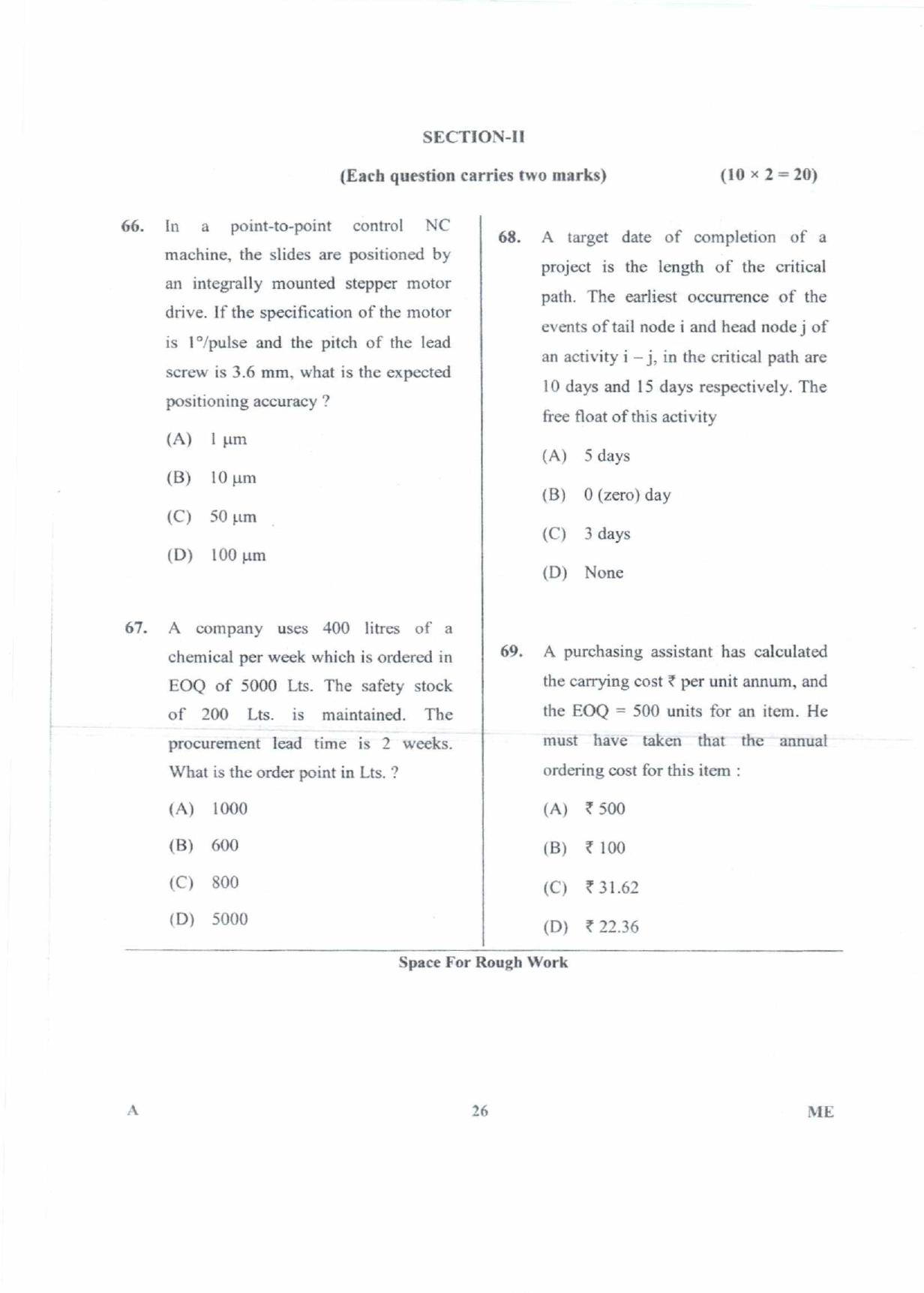 Karnataka PGCET 2018 Mechanical Sciences Question Paper - Page 26