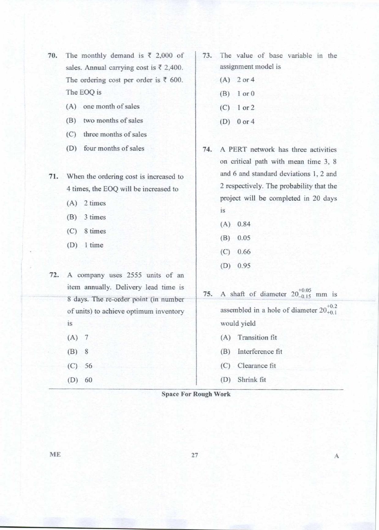 Karnataka PGCET 2018 Mechanical Sciences Question Paper - Page 27