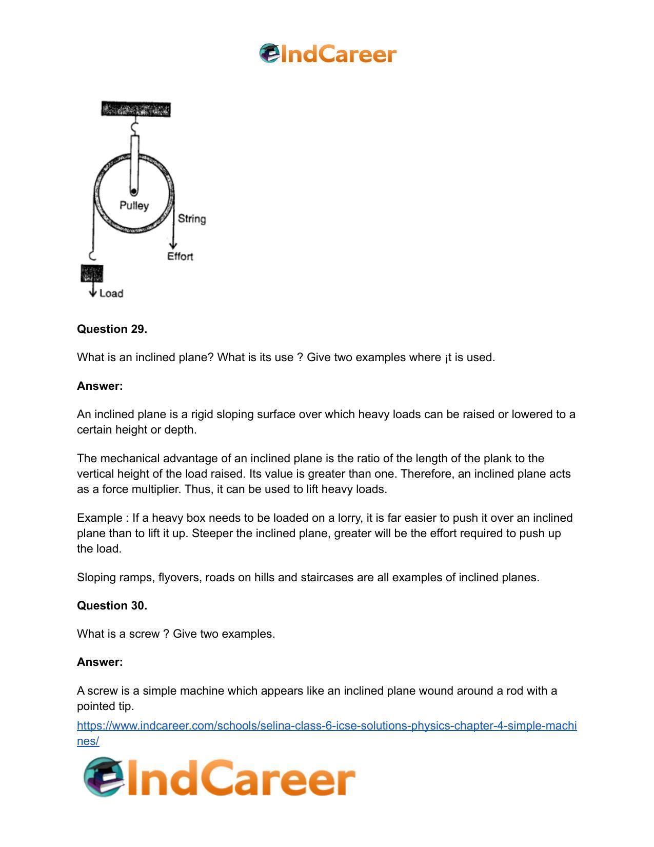Selina Class 6 ICSE Solutions Physics : Chapter 4- Simple Machines - Page 17