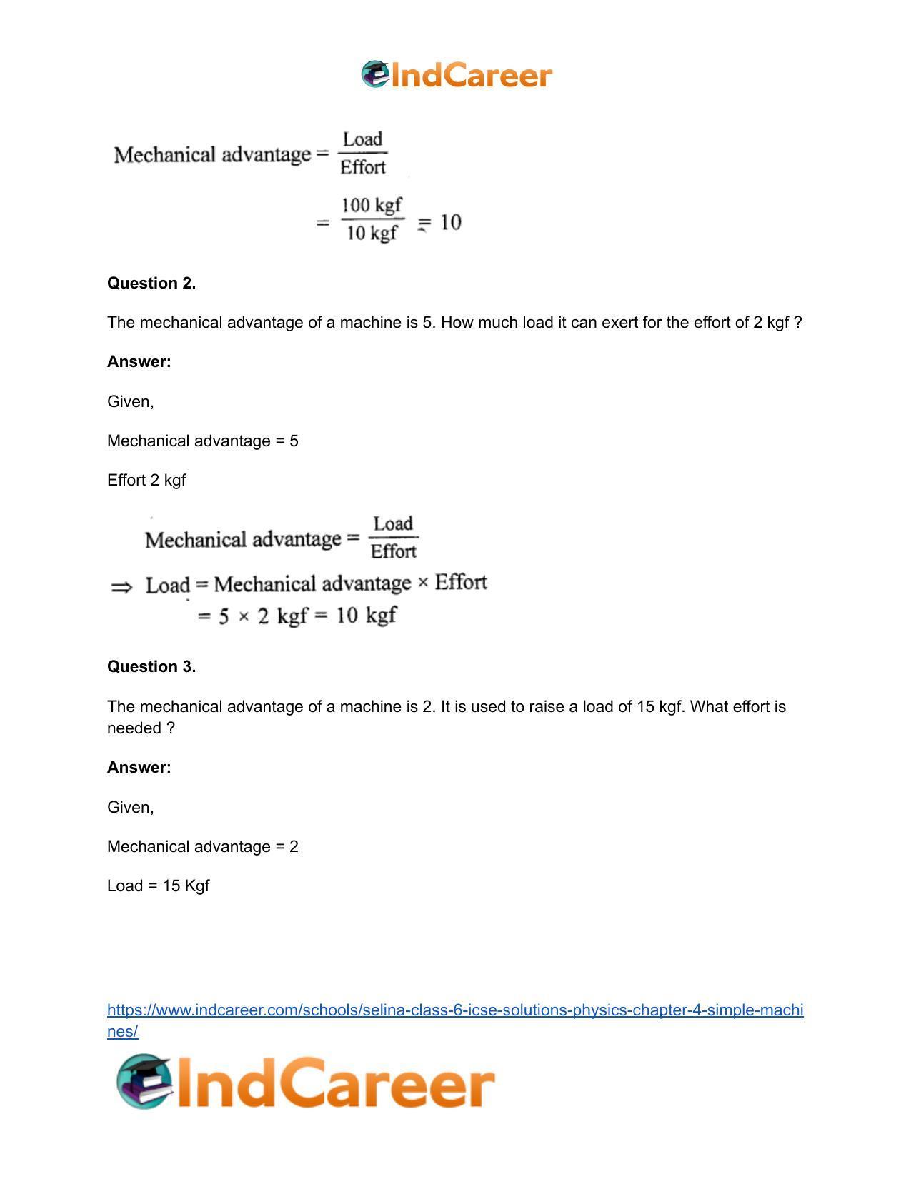 Selina Class 6 ICSE Solutions Physics : Chapter 4- Simple Machines - Page 21