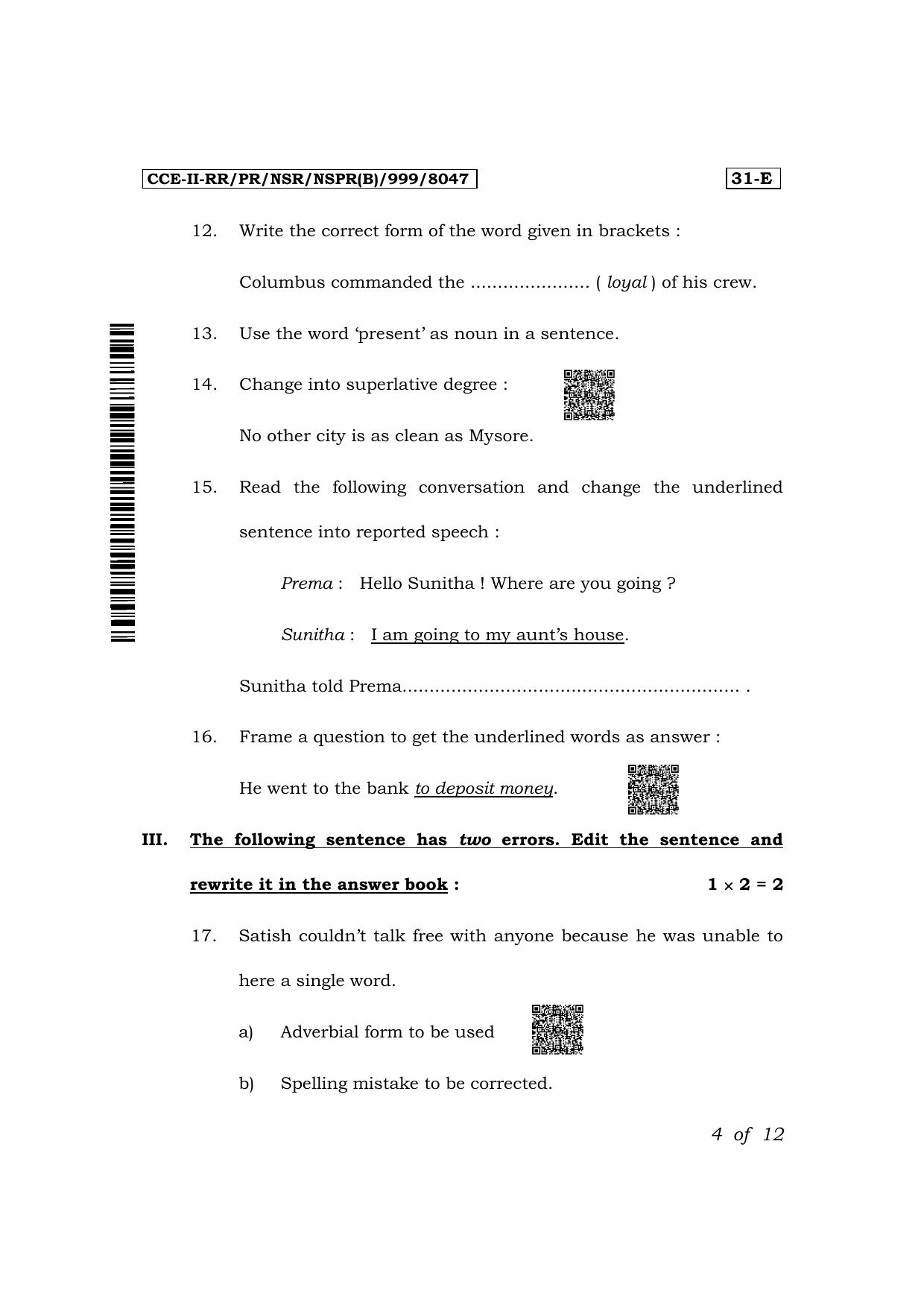 Karnataka SSLC Second Language English-31E Exam 2 Question Paper 2024 (B Version) - Page 4