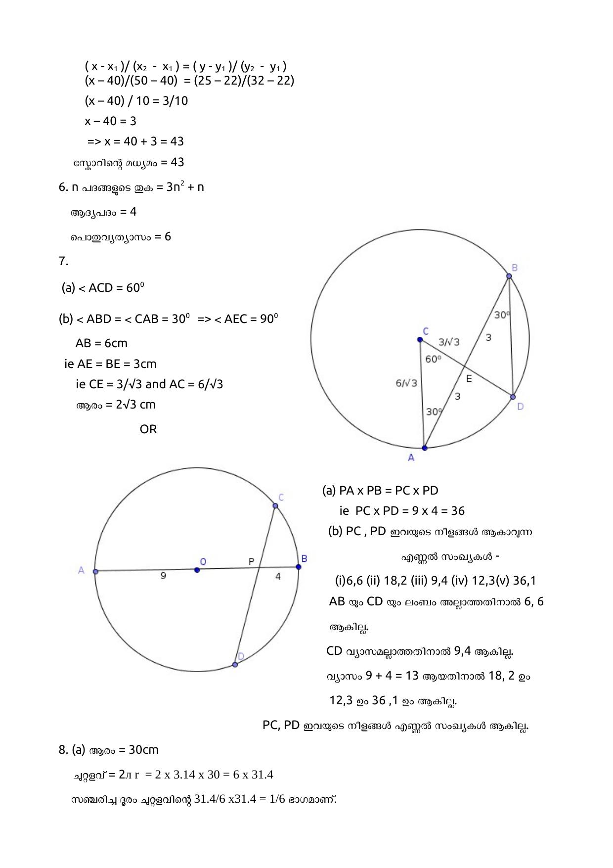 Kerala SSLC 2015 Maths Answer key (MM) - Page 2